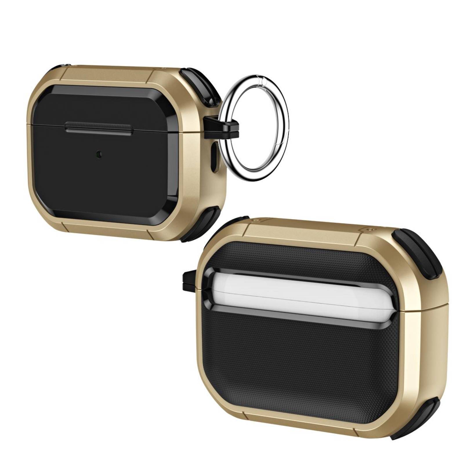 Funda Uso Rudo para Airpods Pro 2a Gen. y pluma limpiadora Dorado