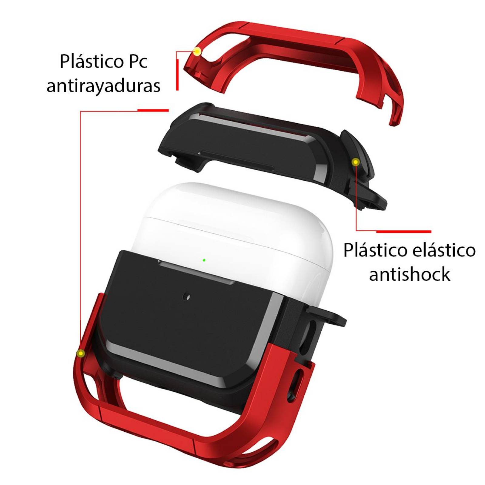 Funda Uso Rudo para Airpods Pro 2a Gen. y pluma limpiadora Dorado