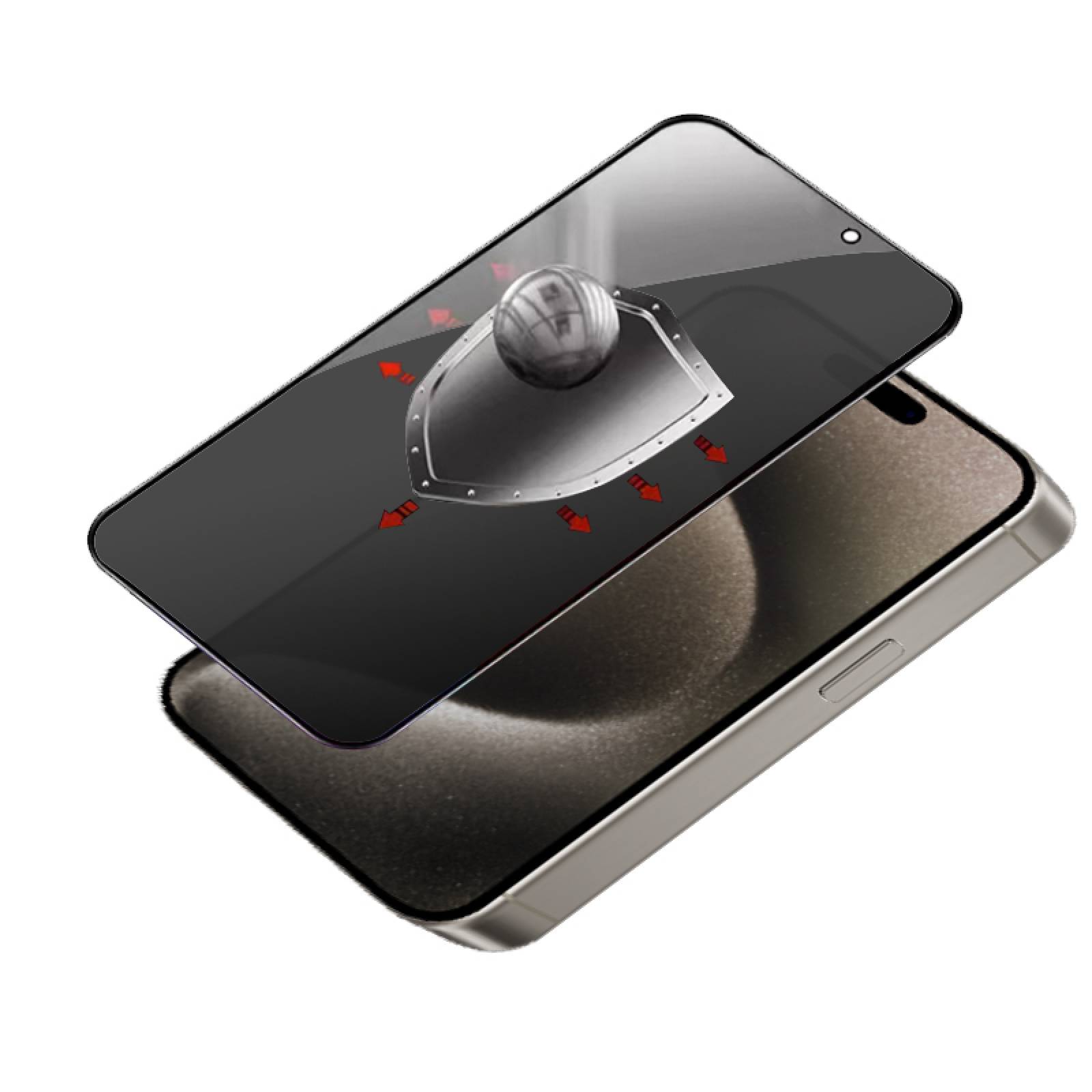 Mica de Cristal Templado con aluminio para iPhone 15 Pro