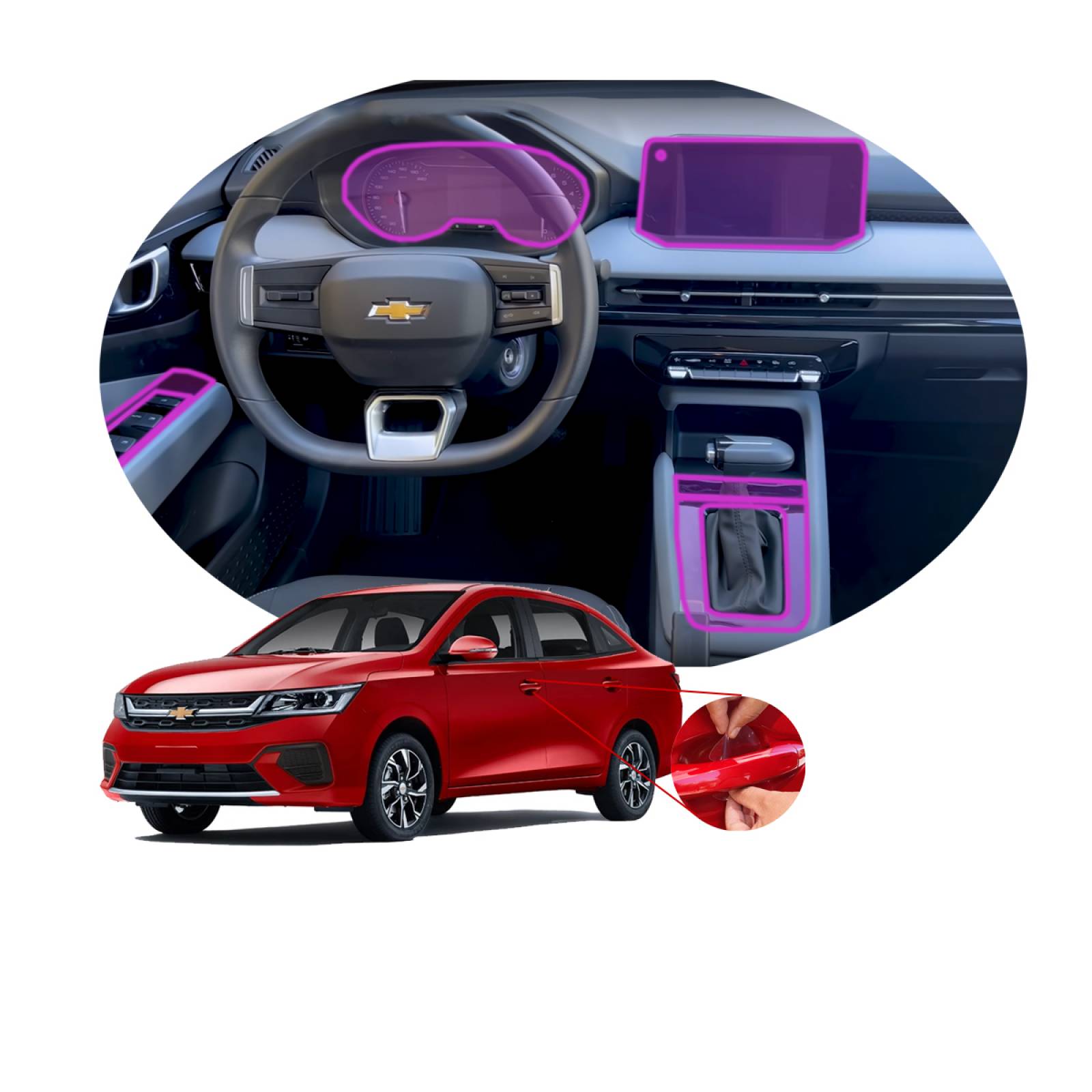 Protector interior para Chevrolet Aveo LT Plus 2024 Kit PPF