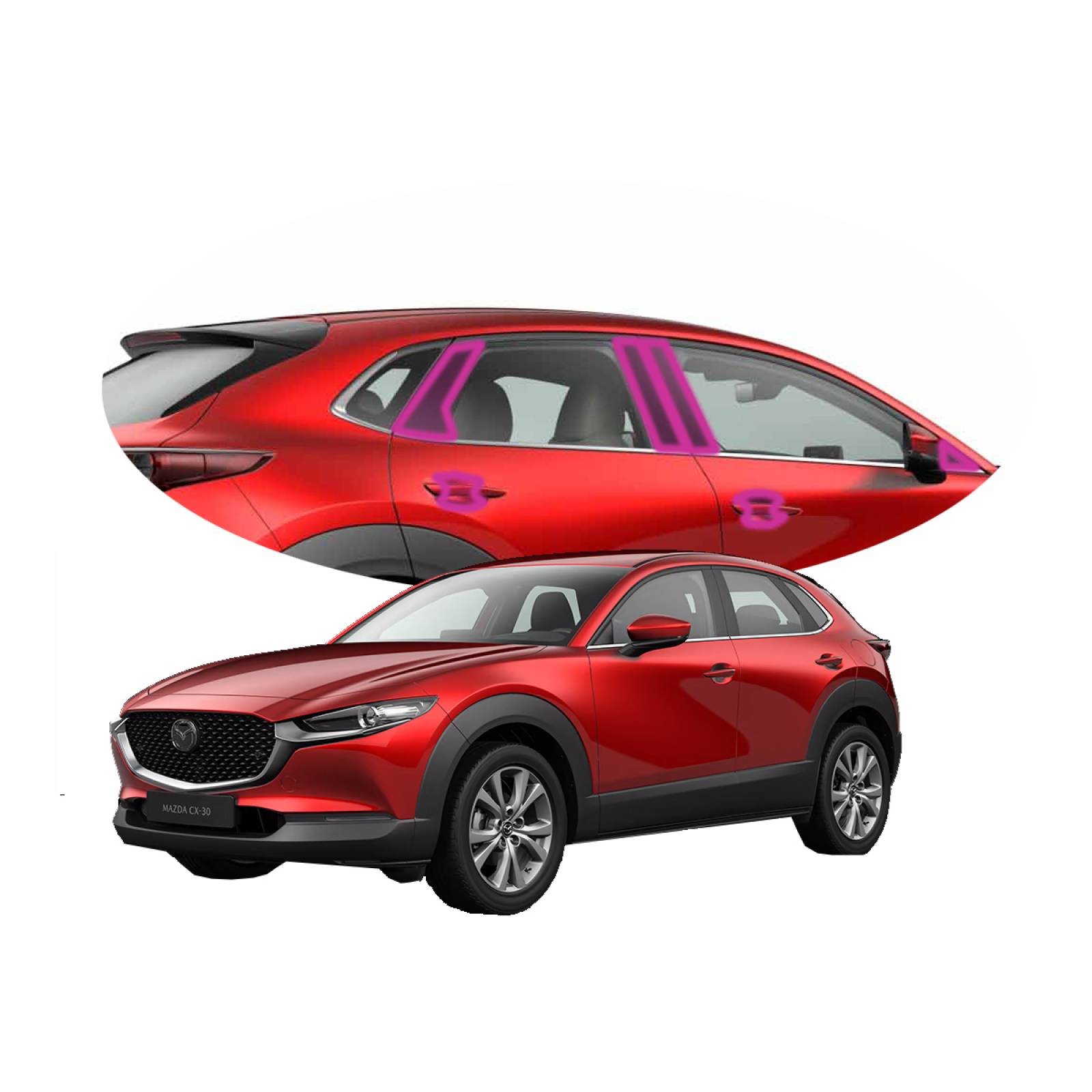 Película De Ppf Para Postes Y Manijas De Mazda CX 30 2021 24