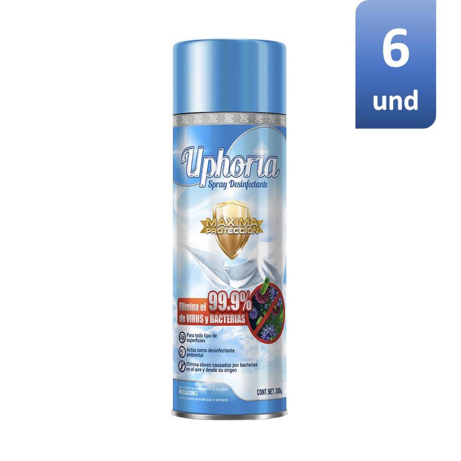 Spray Desinfectante Uphoria Elimina 99% Virus 6 Pack - S008 