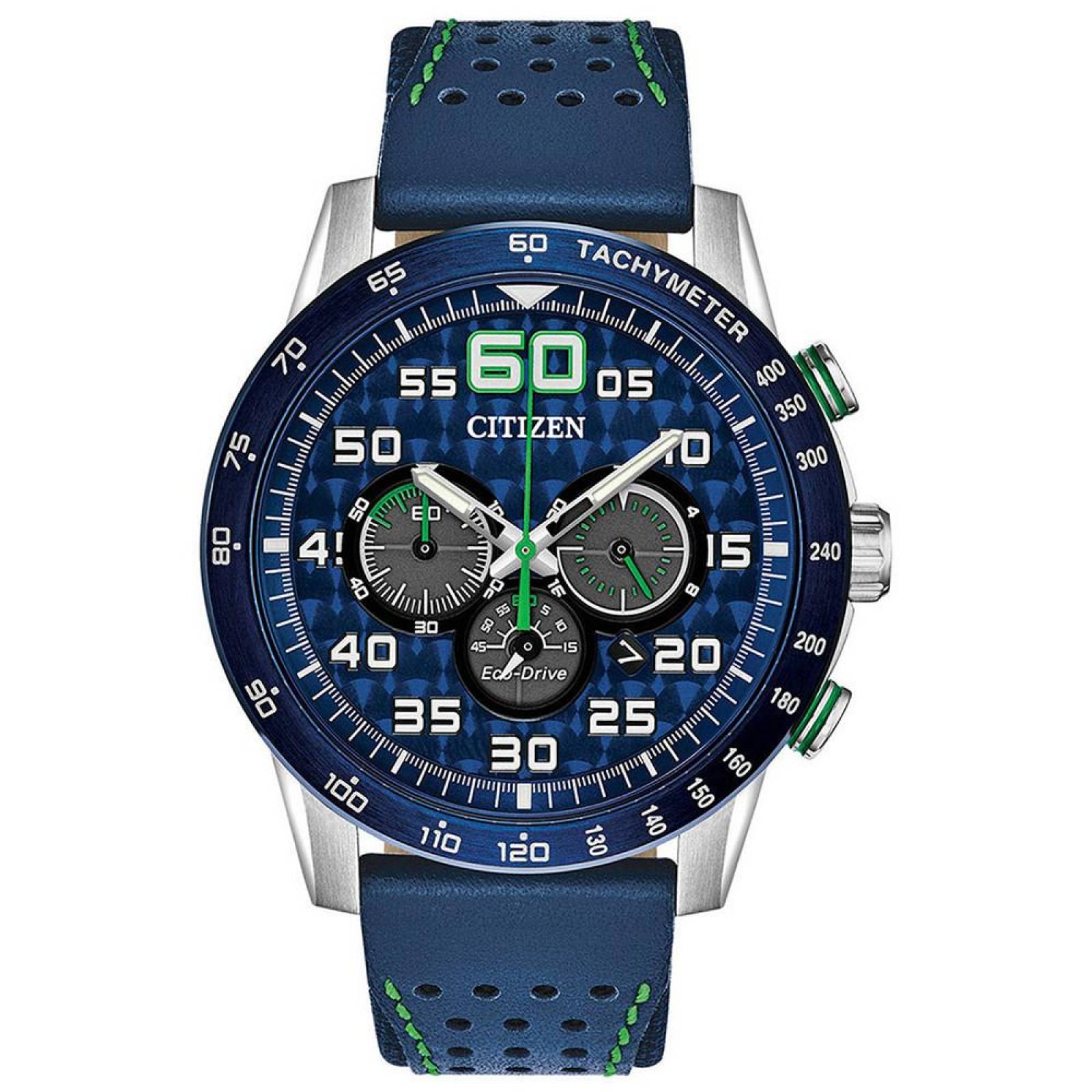 Citizen Eco-Drive AW0151-00L – Orologio Uomo Solare In Acciaio Argento E Quadrante Blu, Cinturino In Pelle, 40 Mm, 10 ATM
