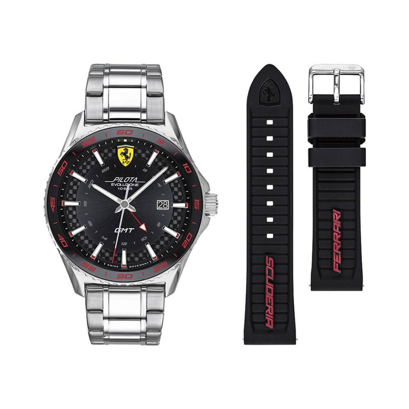 Set Reloj Ferrari Hombre Pilota Evo Plateado 0830811 - S007