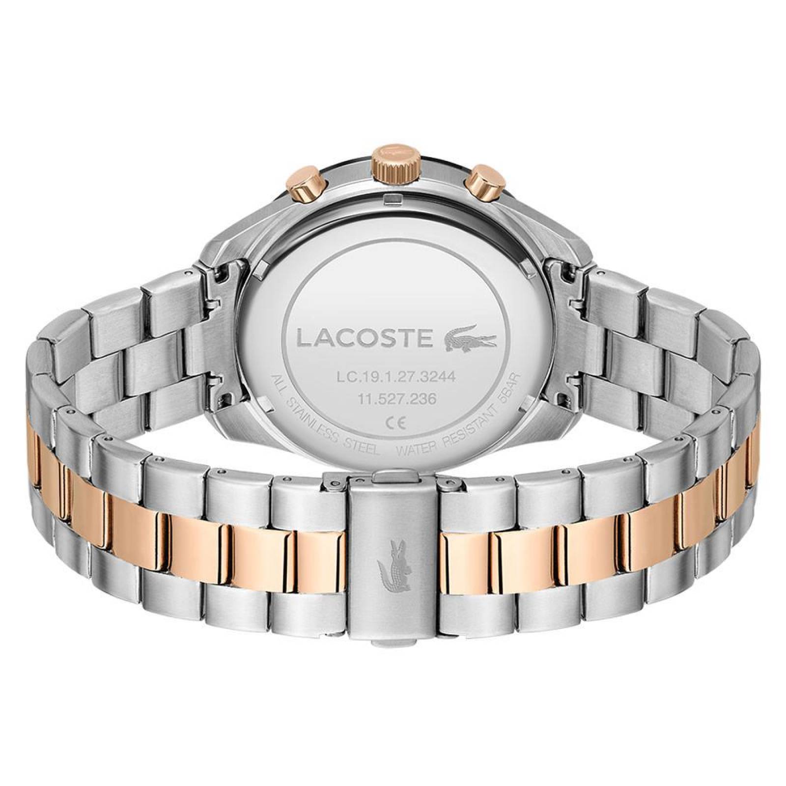  Lacoste Reloj Boston de cuarzo para hombre con correa de acero  inoxidable, plata, 20 (Modelo: 2011081), Plateado, Reloj de cuarzo,  cronógrafo : Ropa, Zapatos y Joyería