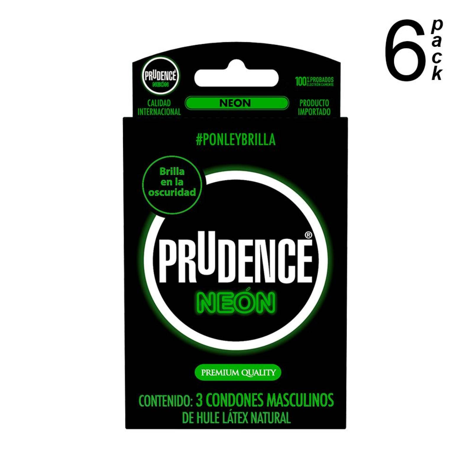 Condones Prudence Neón Brillo en Oscuridad 6 Pack - S005 
