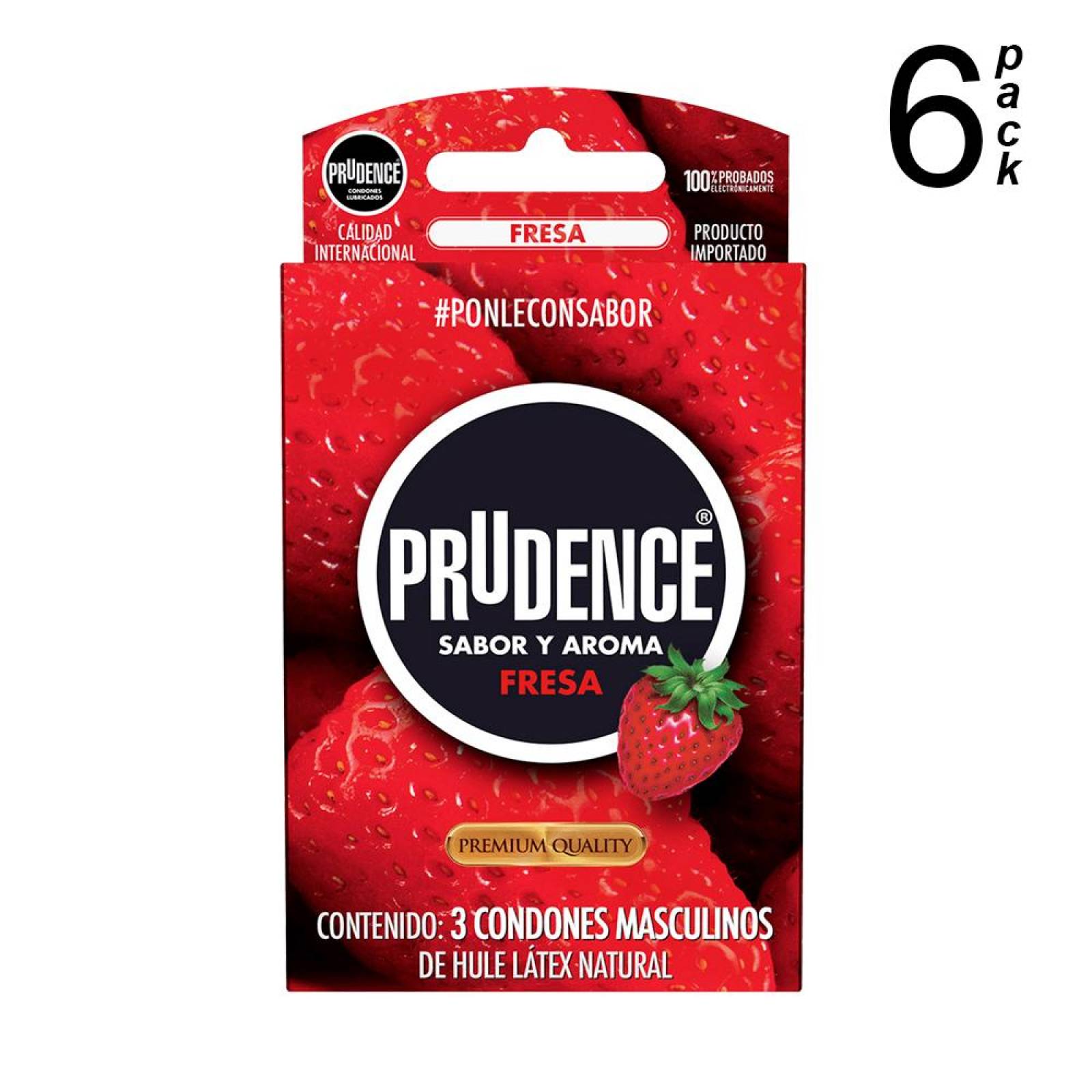 Condones Prudence Sabor Aroma Fresa 6 Pack - S005 