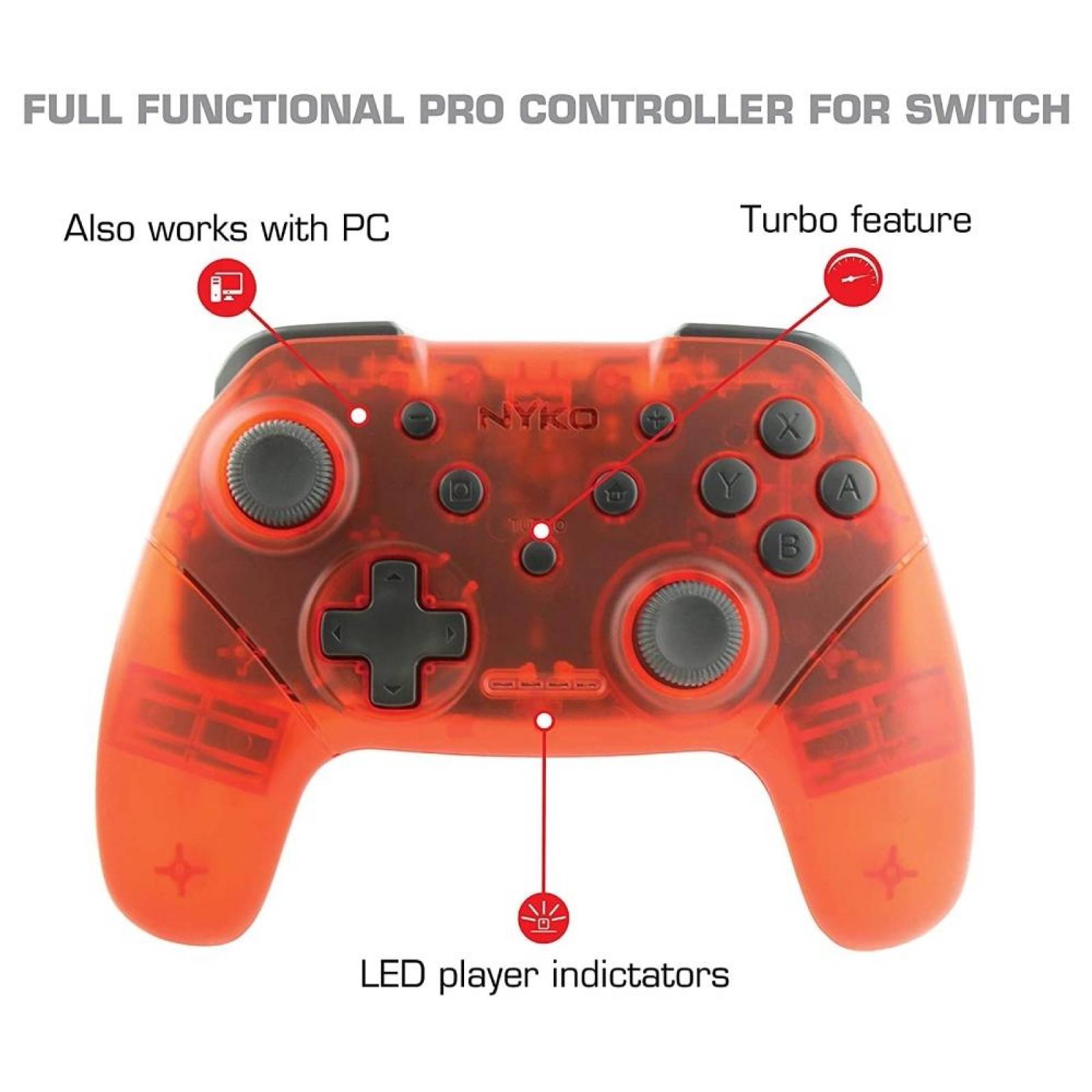 Control Nyko Inalámbrico Rojo Para Nintendo Switch - S001 