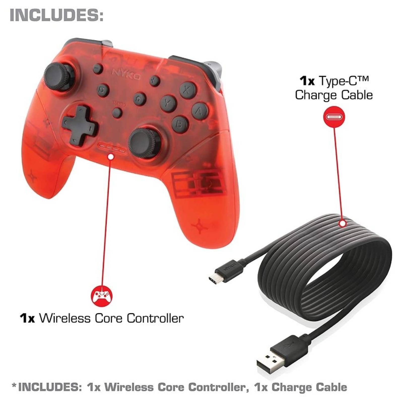 Control Nyko Inalámbrico Rojo Para Nintendo Switch - S001 