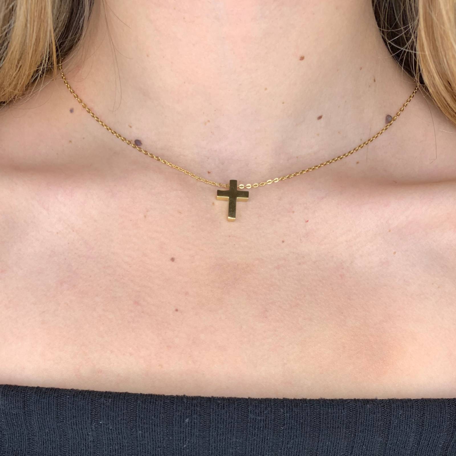 Dije De Cruz Acero Ilan Gold Dama GLXL-Y1401G - S024 