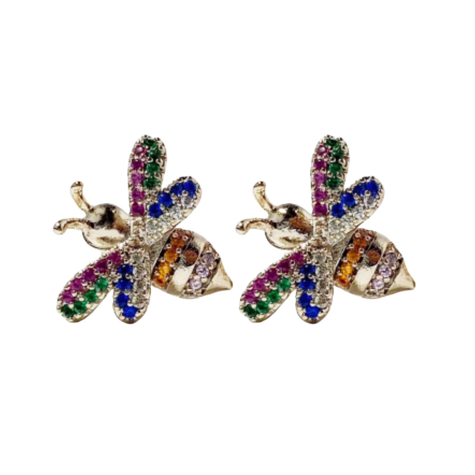 Aretes Abejorros Oro 18K Ilan Dorado Dama 91836 - S024 