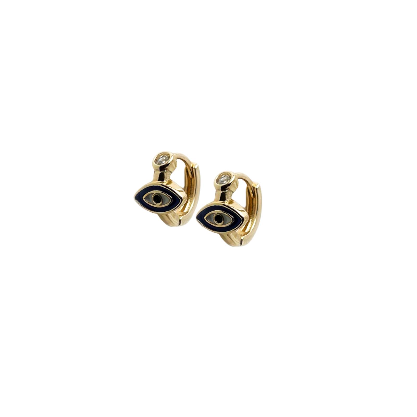 Aretes Ojo Turco Oro 18K Ilan Dorado Dama 91783 - S024 