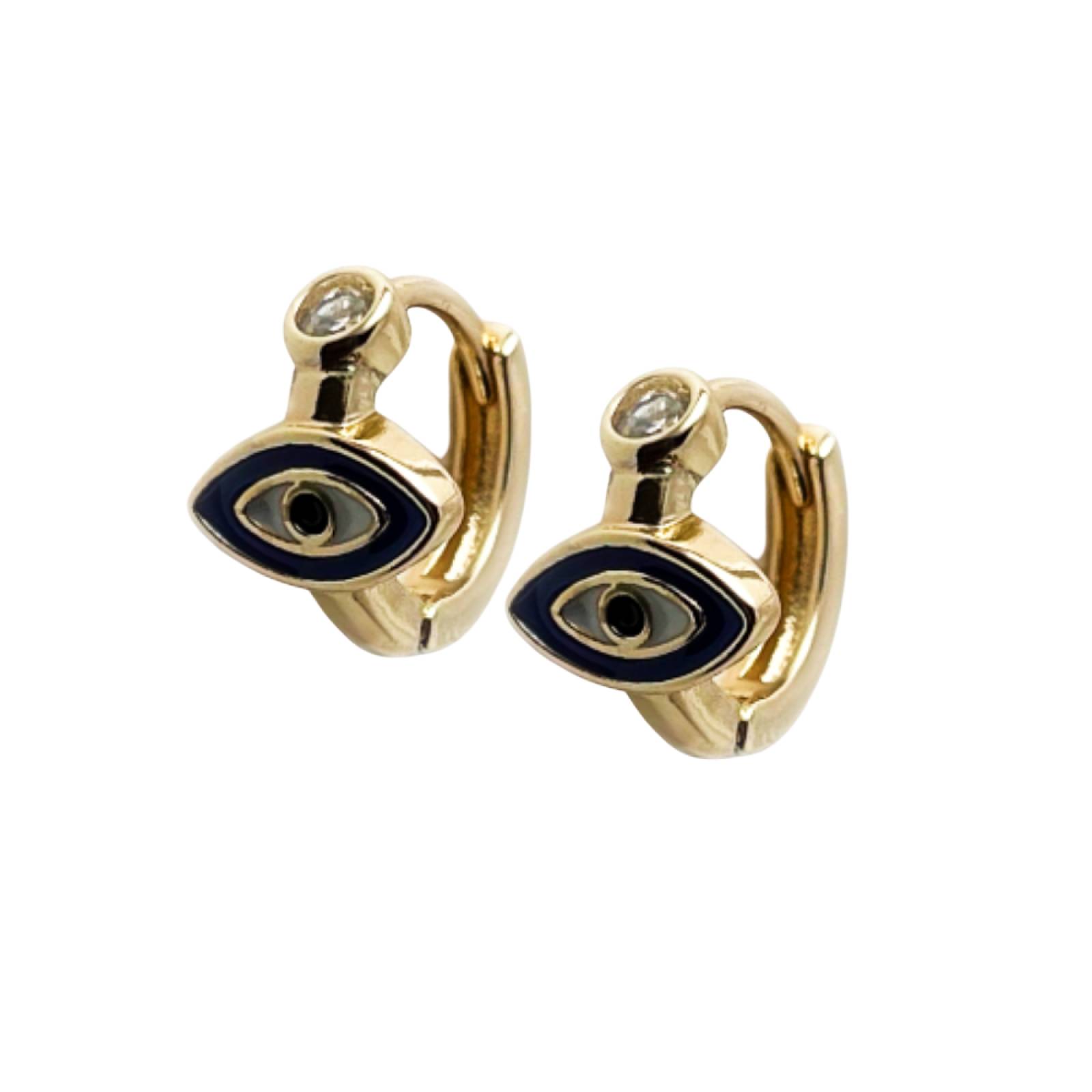 Aretes Ojo Turco Oro 18K Ilan Dorado Dama 91783 - S024 