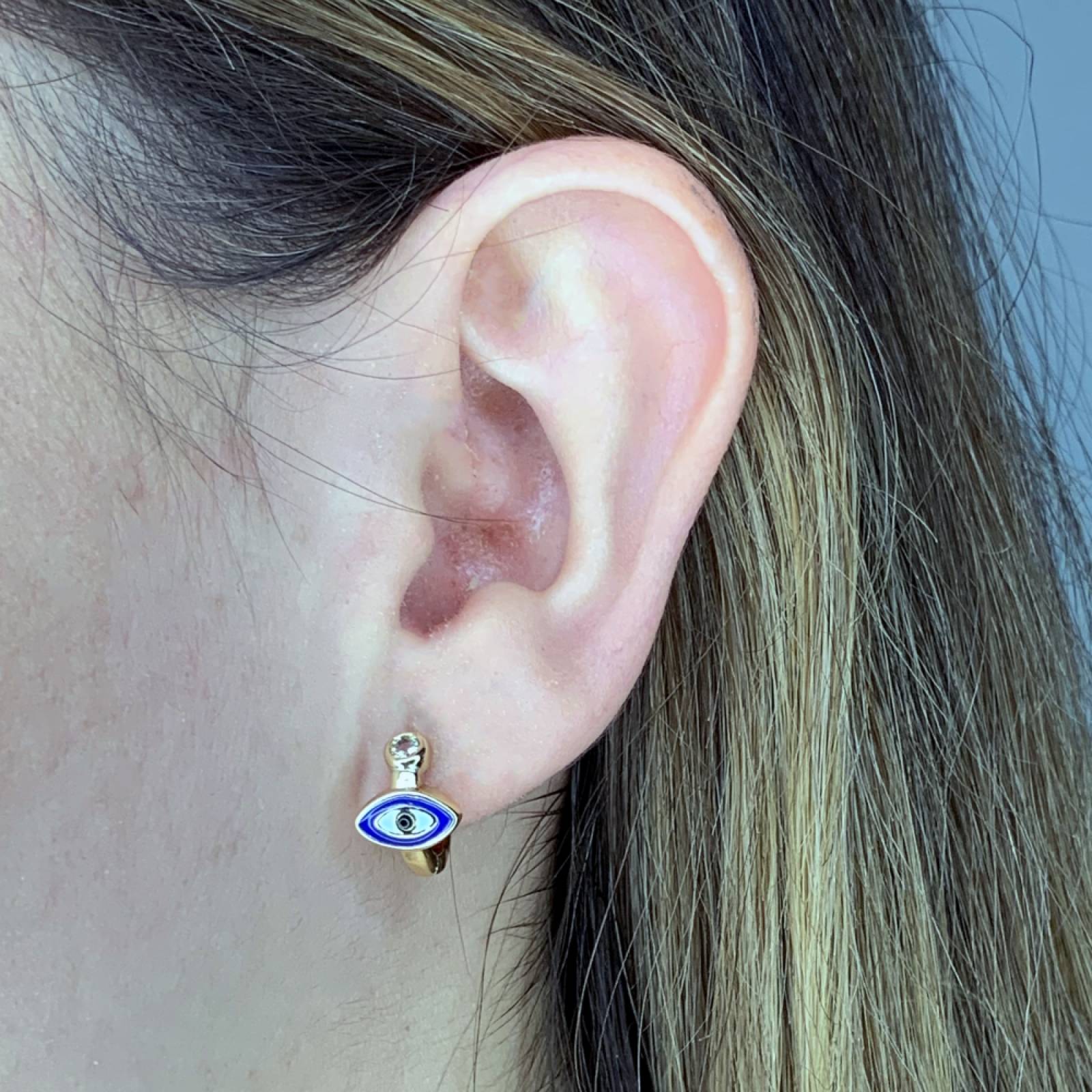 Aretes Ojo Turco Oro 18K Ilan Dorado Dama 91783 - S024 