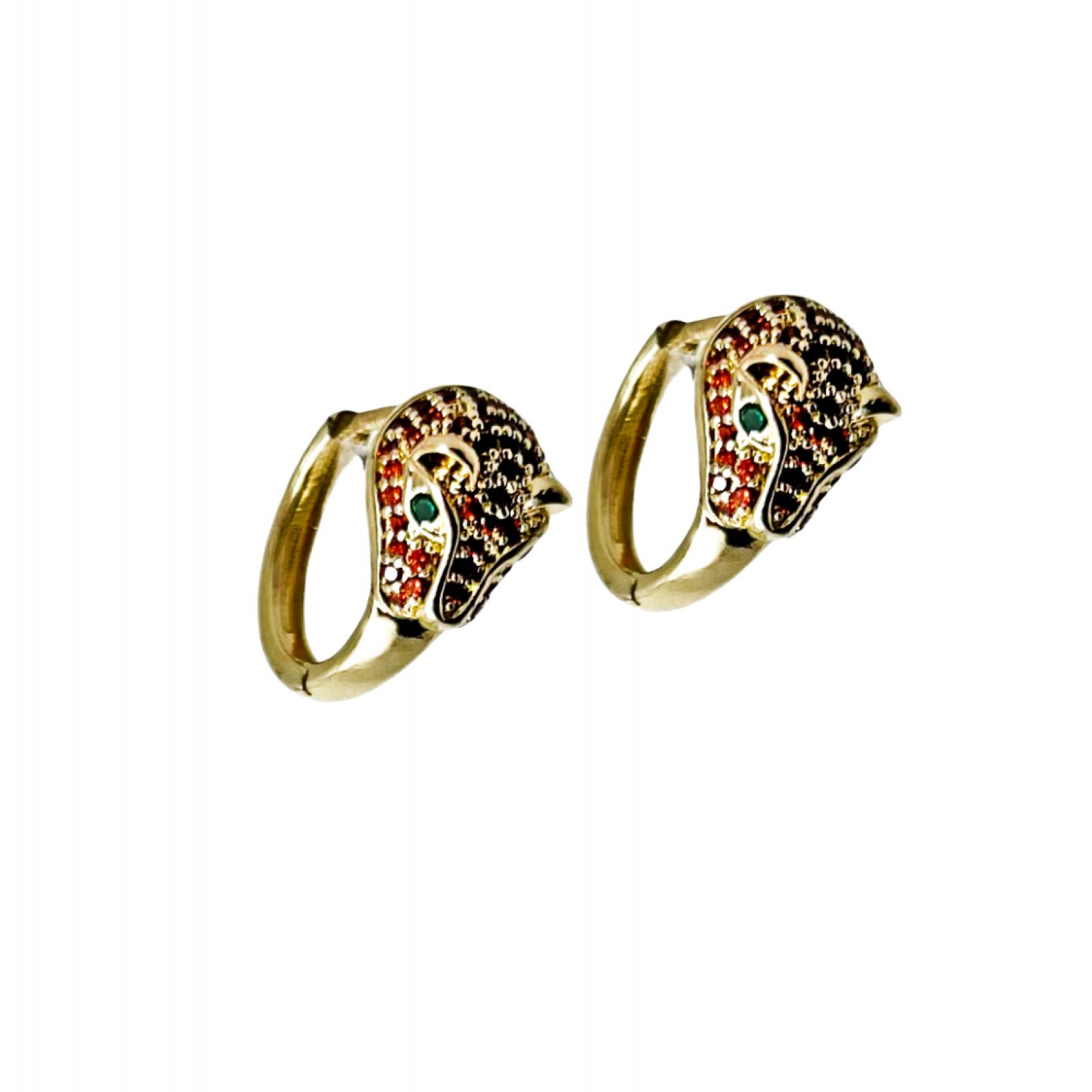 Aretes Puma Chapa De Oro 18K Ilan Dorado Dama 69985 - S024 