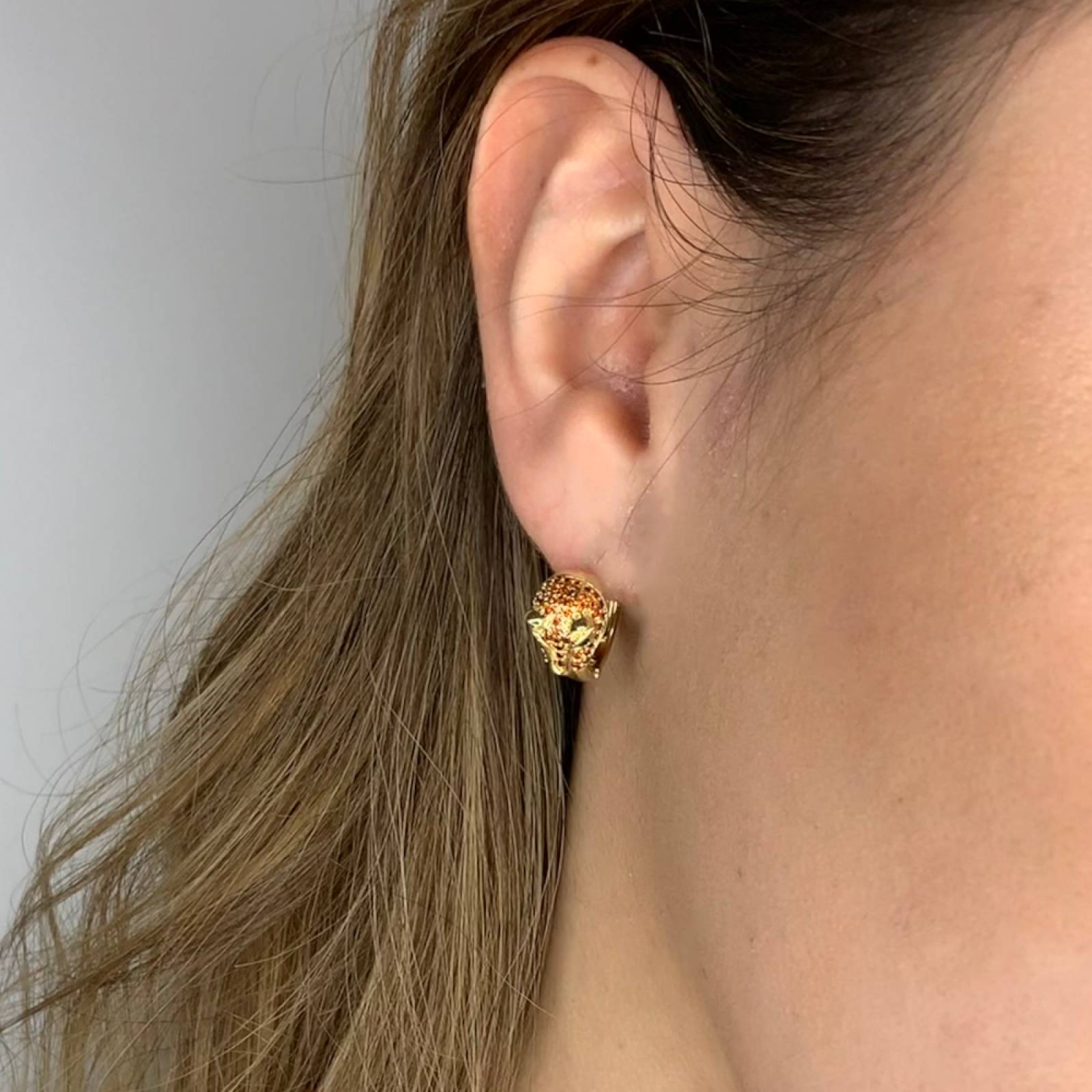 Aretes Puma Chapa De Oro 18K Ilan Dorado Dama 69985 - S024 