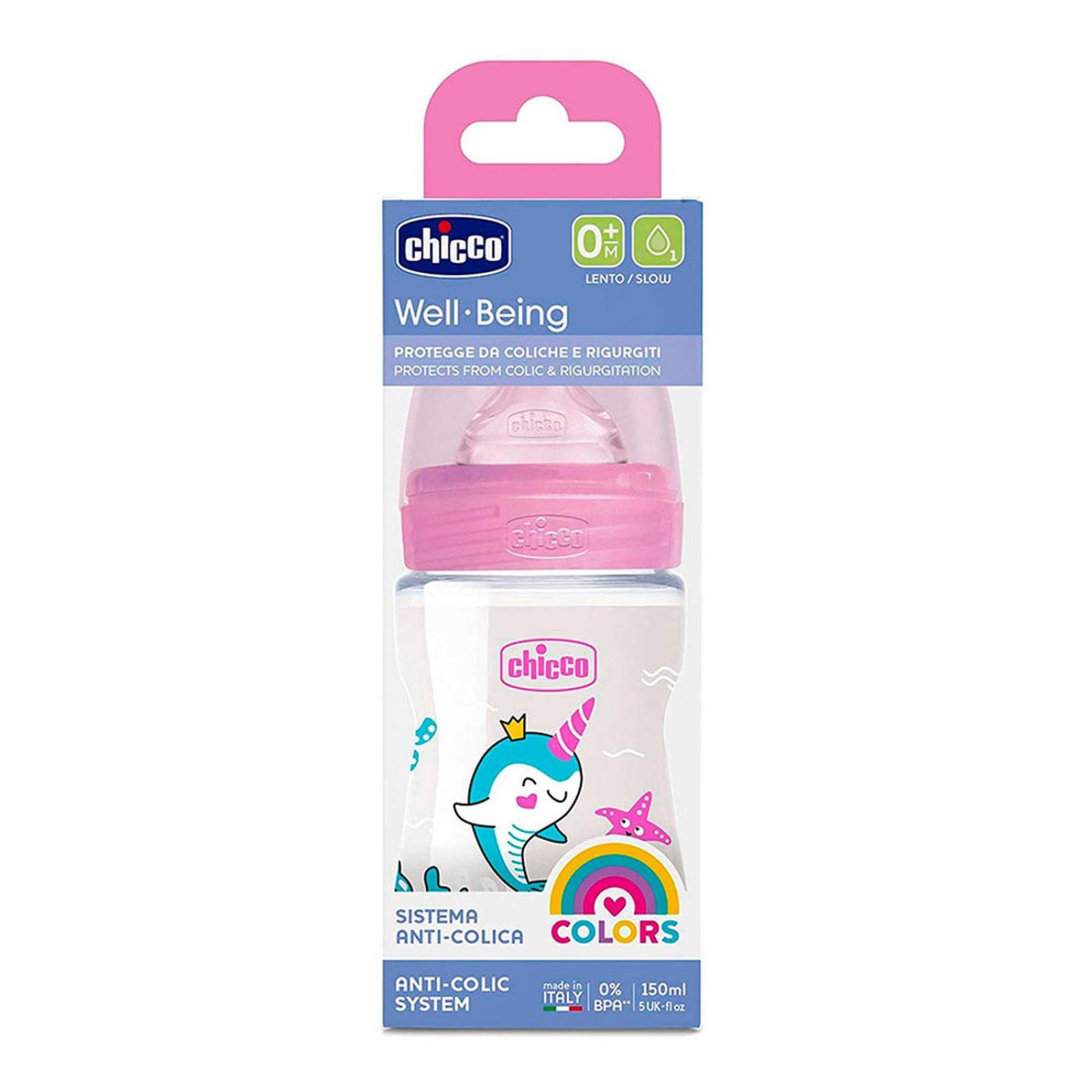Biberón Chicco Well Being Silicona 150ml - S009 Rosa