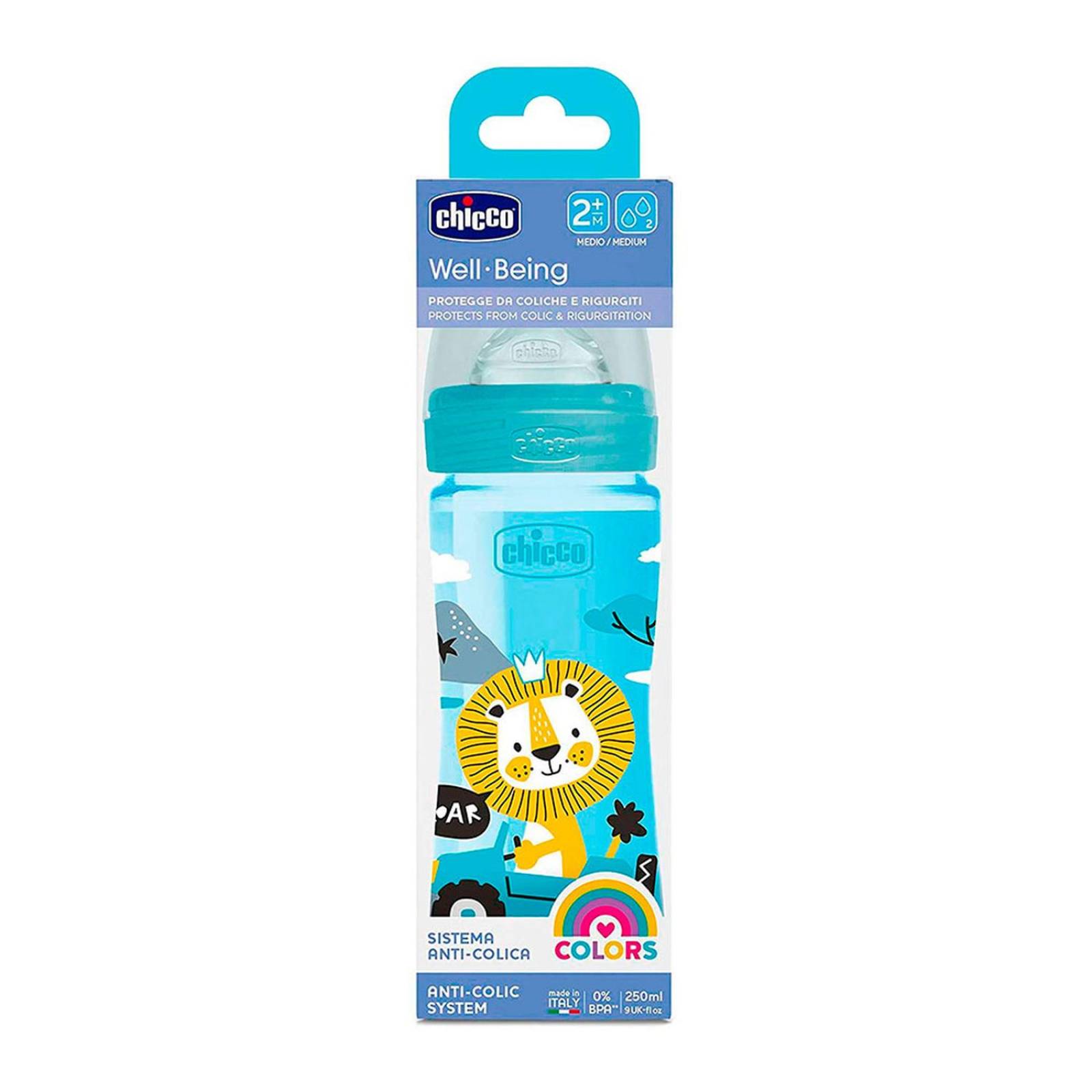 Biberón Chicco Well Being Silicona 250ml - S009 Azul