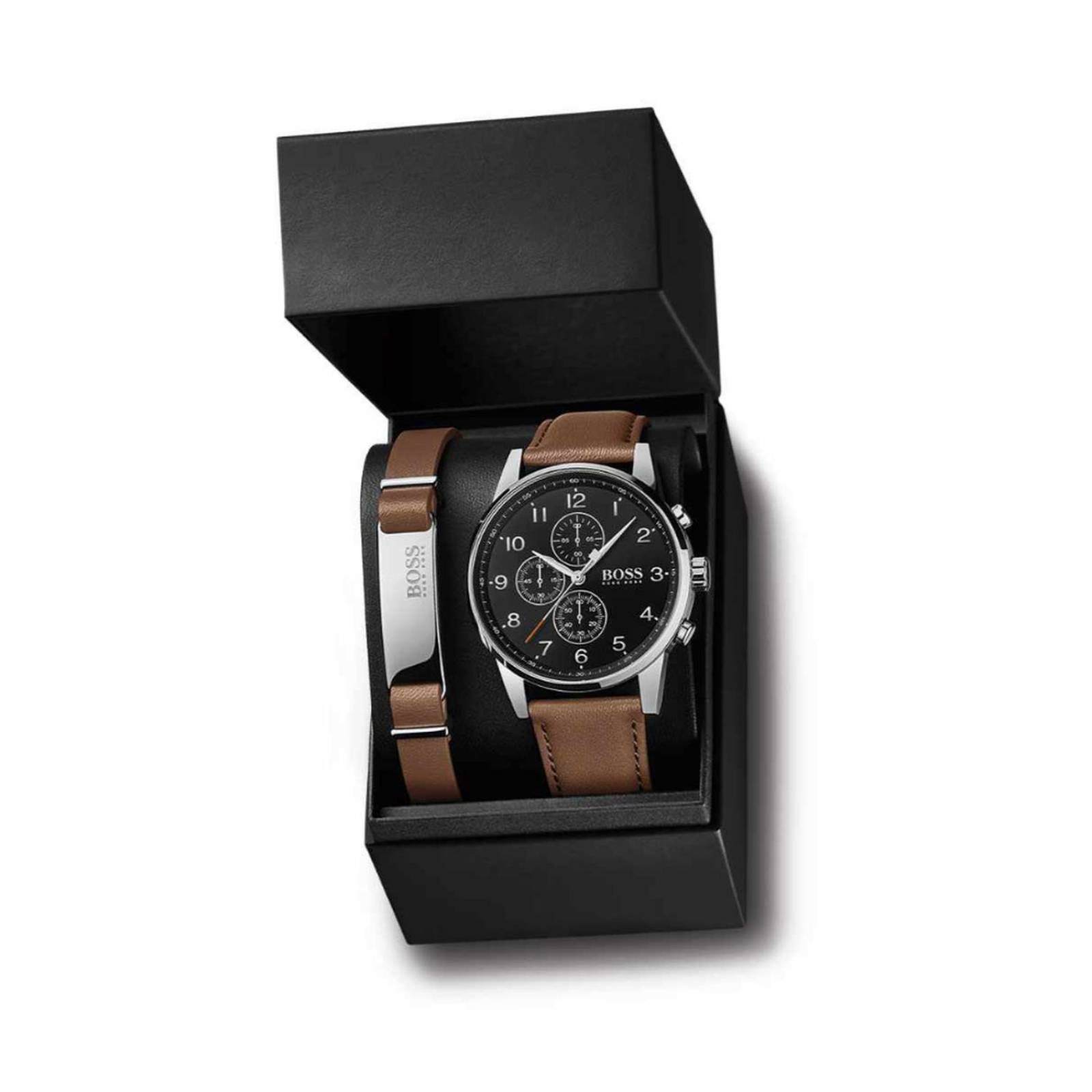 Set Reloj Pulsera Hugo Boss Hombre Cuero 1570097 Navigator 