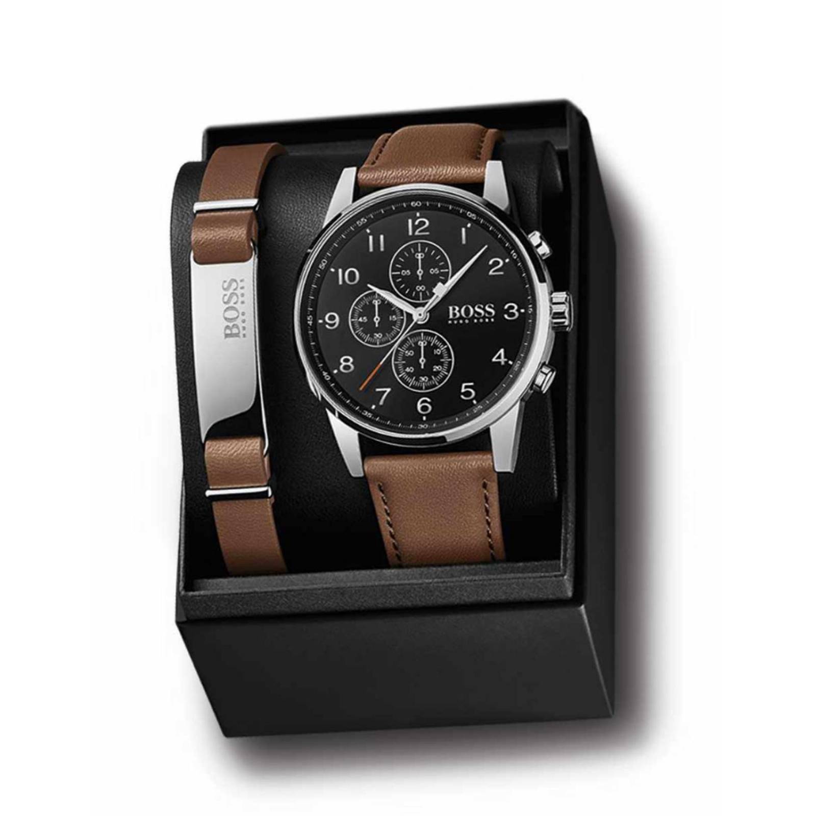 Set Reloj Pulsera Hugo Boss Hombre Cuero 1570097 Navigator 