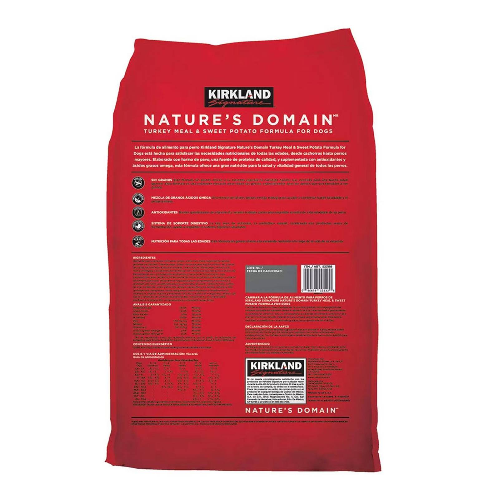 Alimento Kirkland Pavo y Camote Nature's Domain - S030