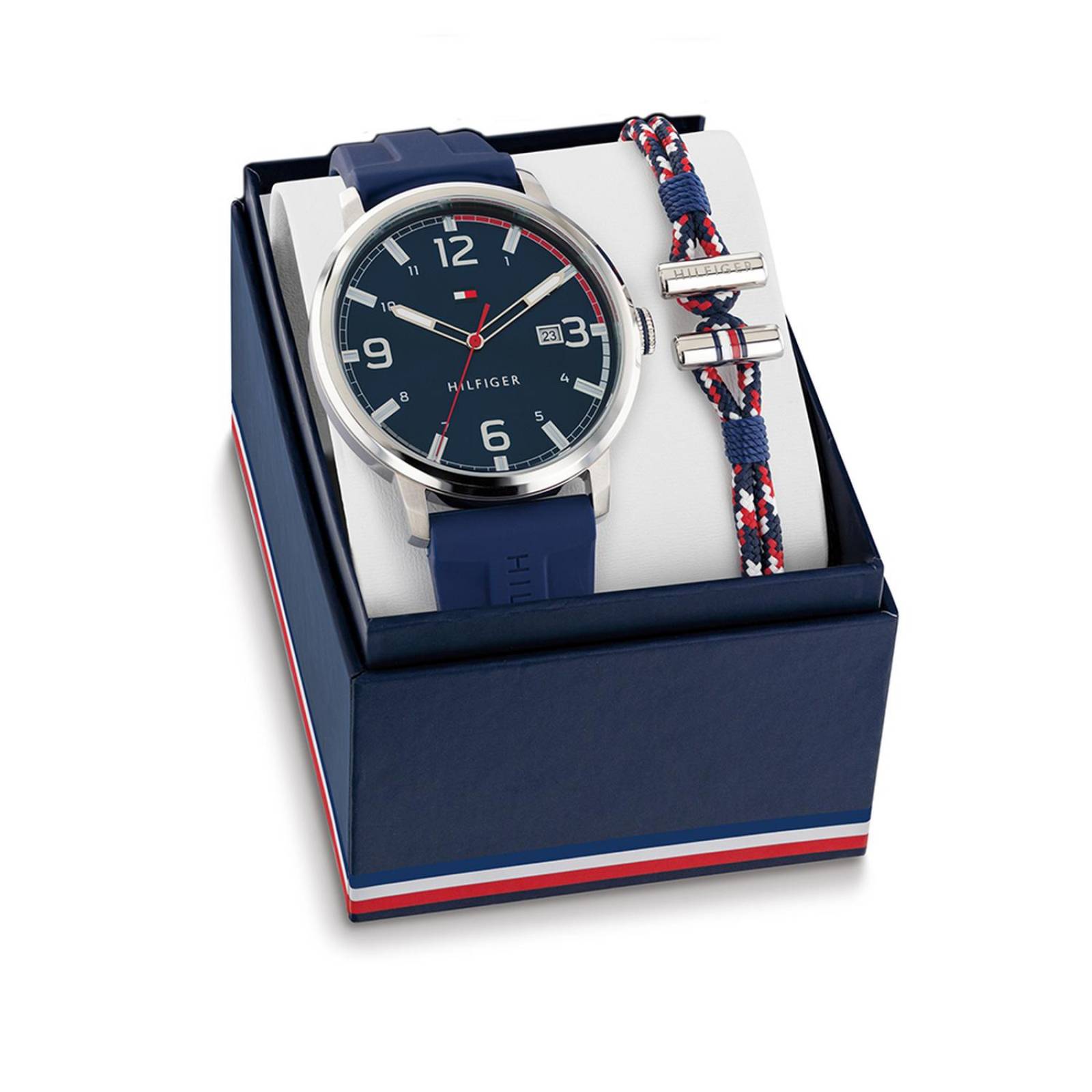 Set Reloj Pulsera Tommy Hilfiger Hombre Silicona 2770141 Gif 