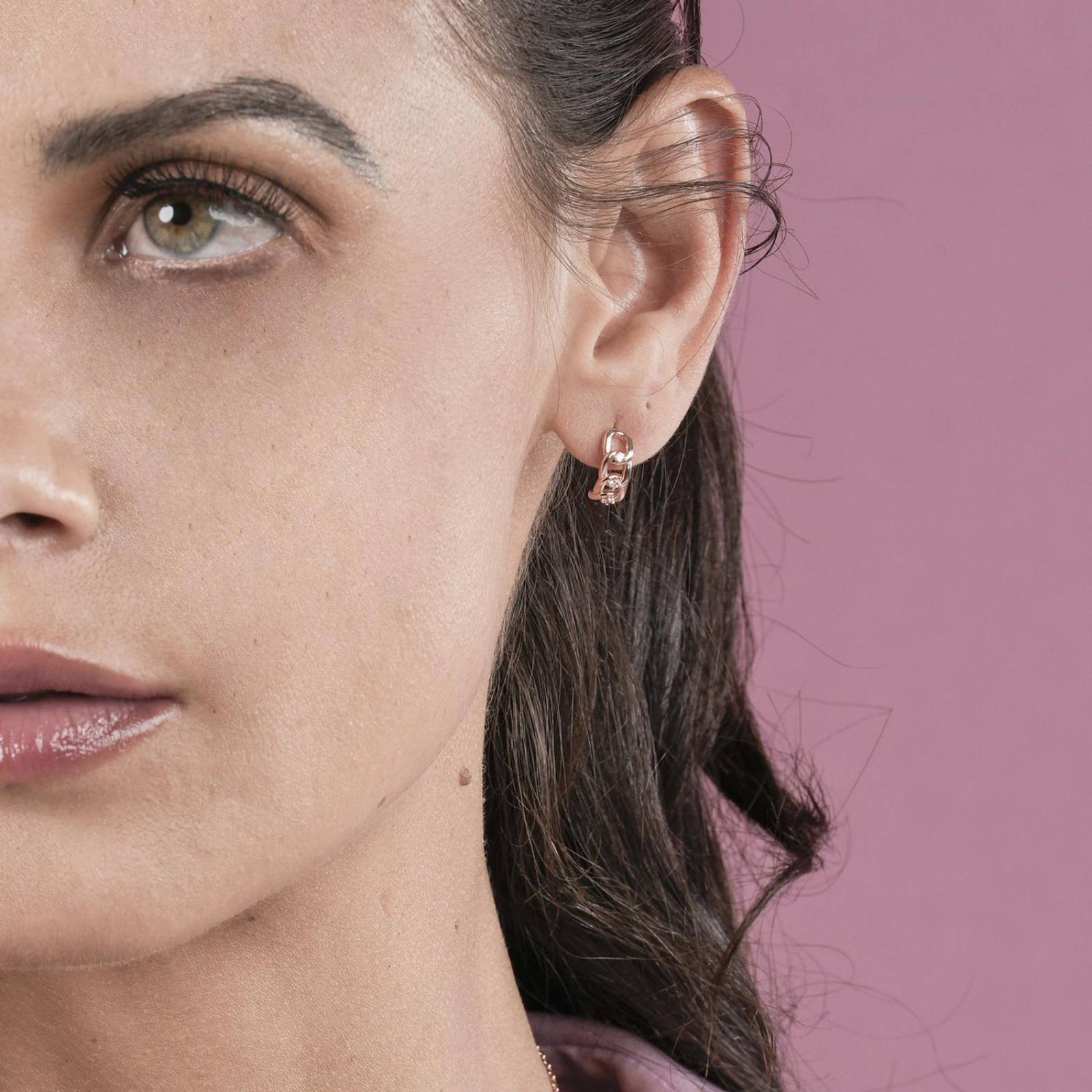 Aretes Enso Rosegold Earrings ESE025R Plata 925 Para Mujer 