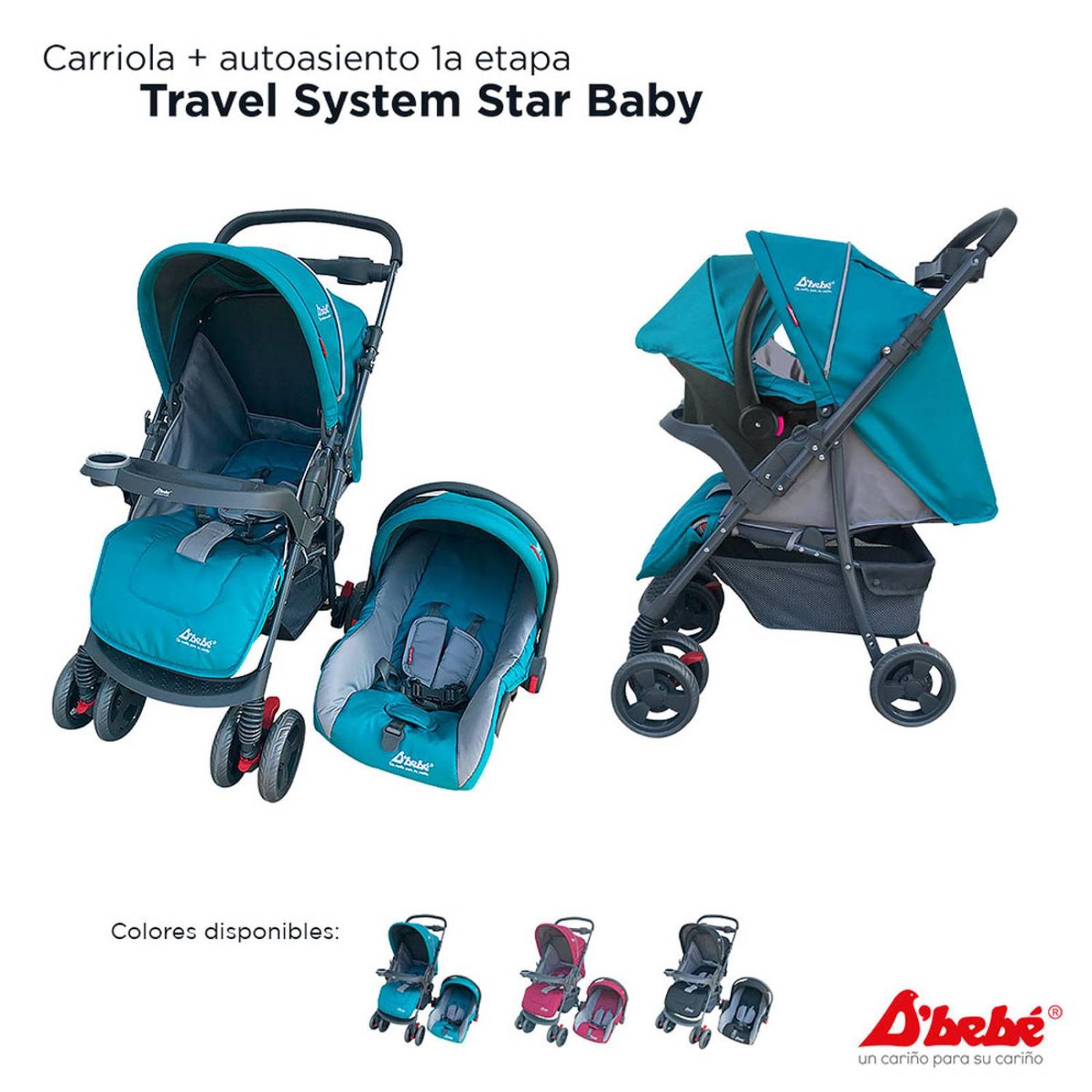 Set Carriola D'bebé Travel System Star Baby de 0 a 36 meses Verde