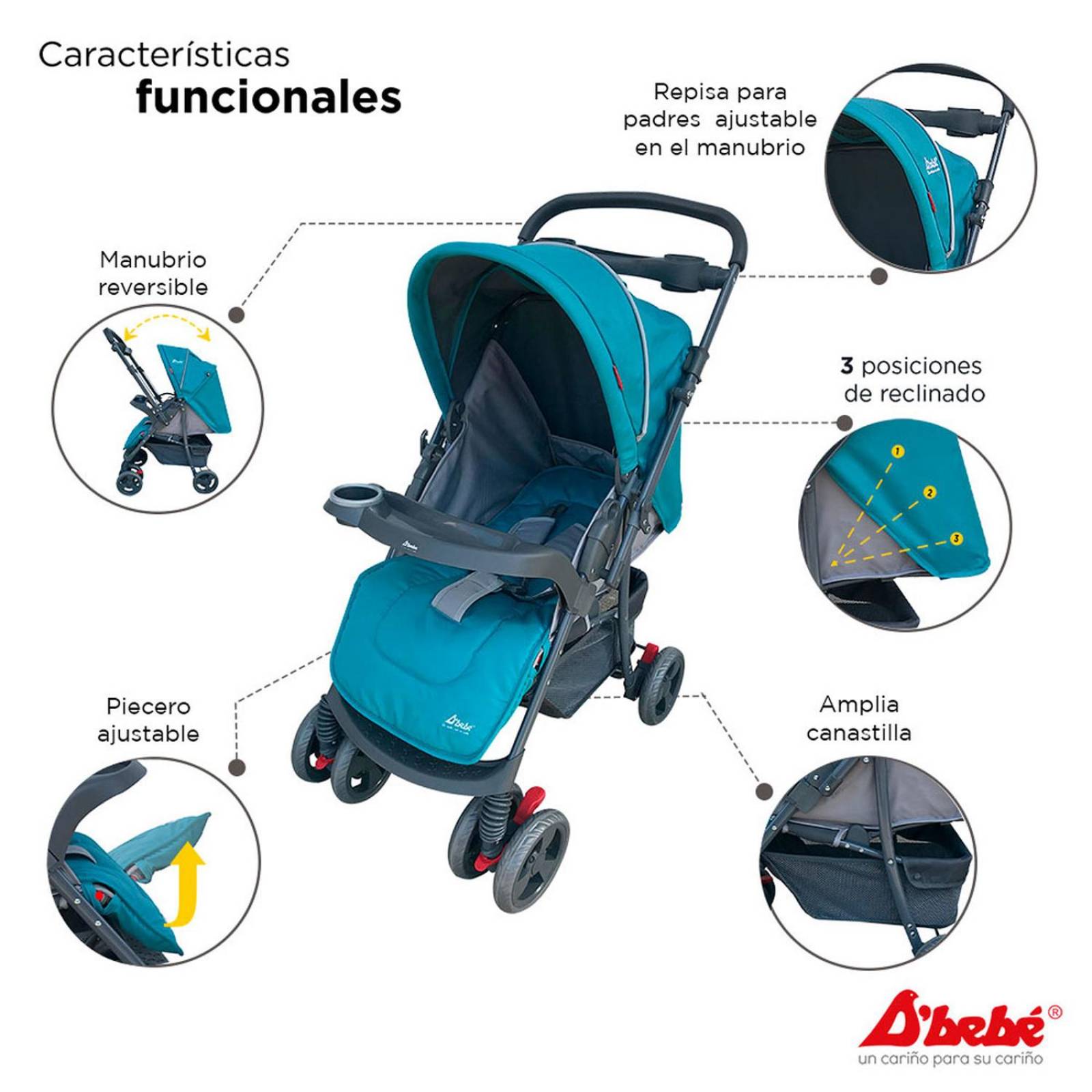 Set Carriola D'bebé Travel System Star Baby de 0 a 36 meses Verde