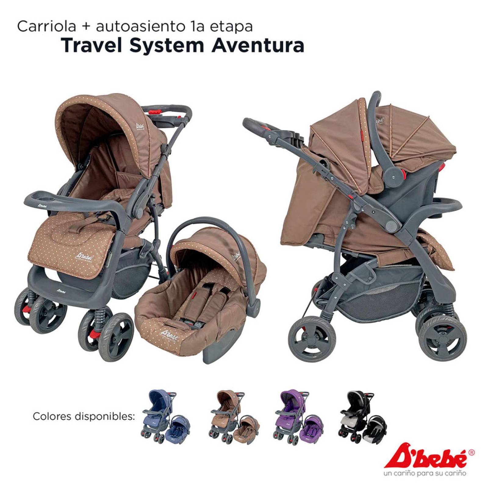 Set Carriola D'bebé Travel System Aventura de 0 a 36 meses Khaki