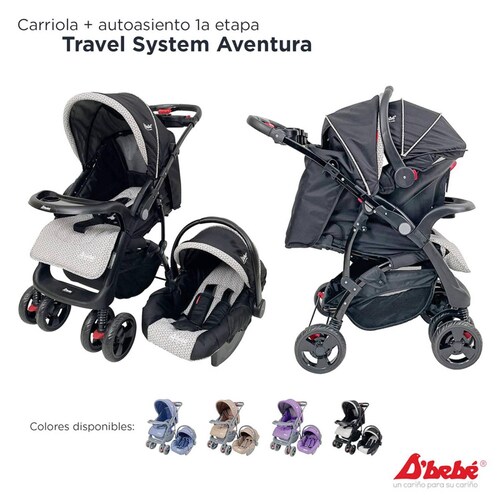 Set Carriola D'bebé Travel System Aventura de 0 a 36 meses Negro