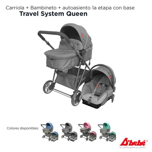 Set Carriola D'bebé Travel System Queen de 0 a 36 meses Gris