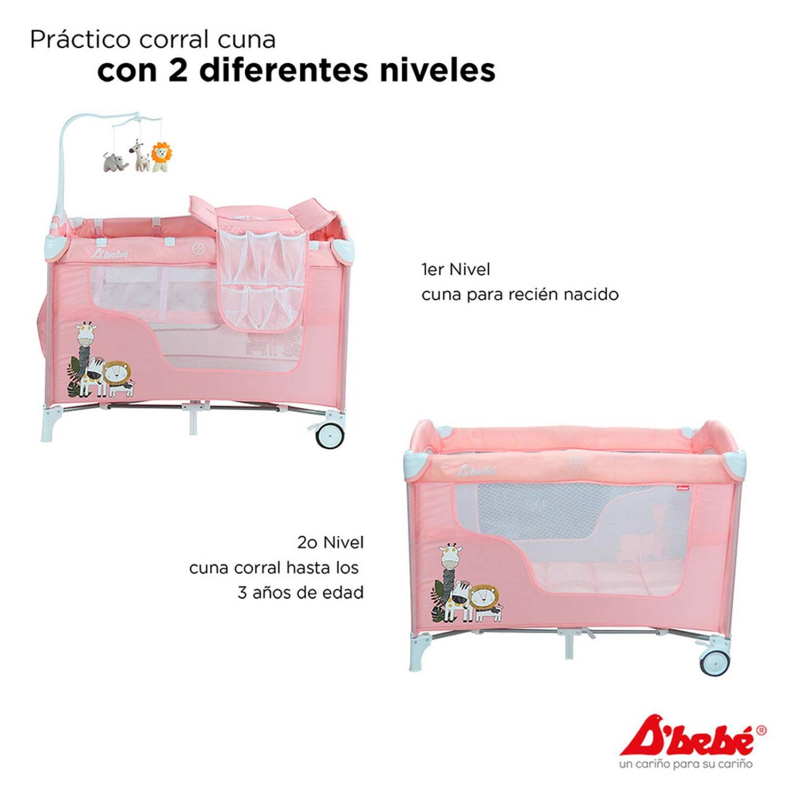 Corral Cuna D'bebé Dreams Unisex de 0 a 36 meses Rosa