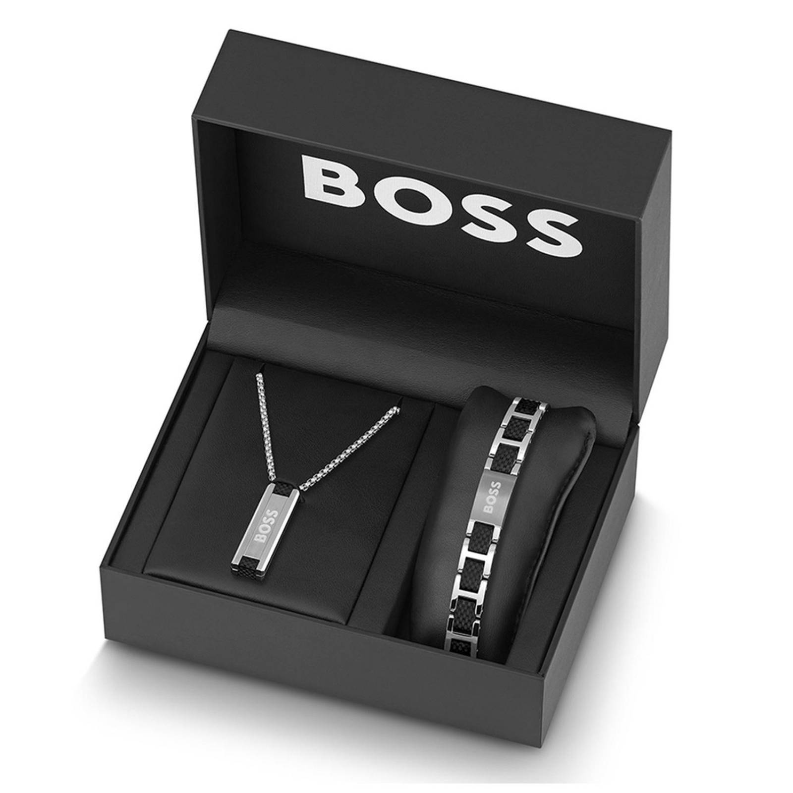 Set Collar Hugo Boss Sakis Plateado para Hombre 
