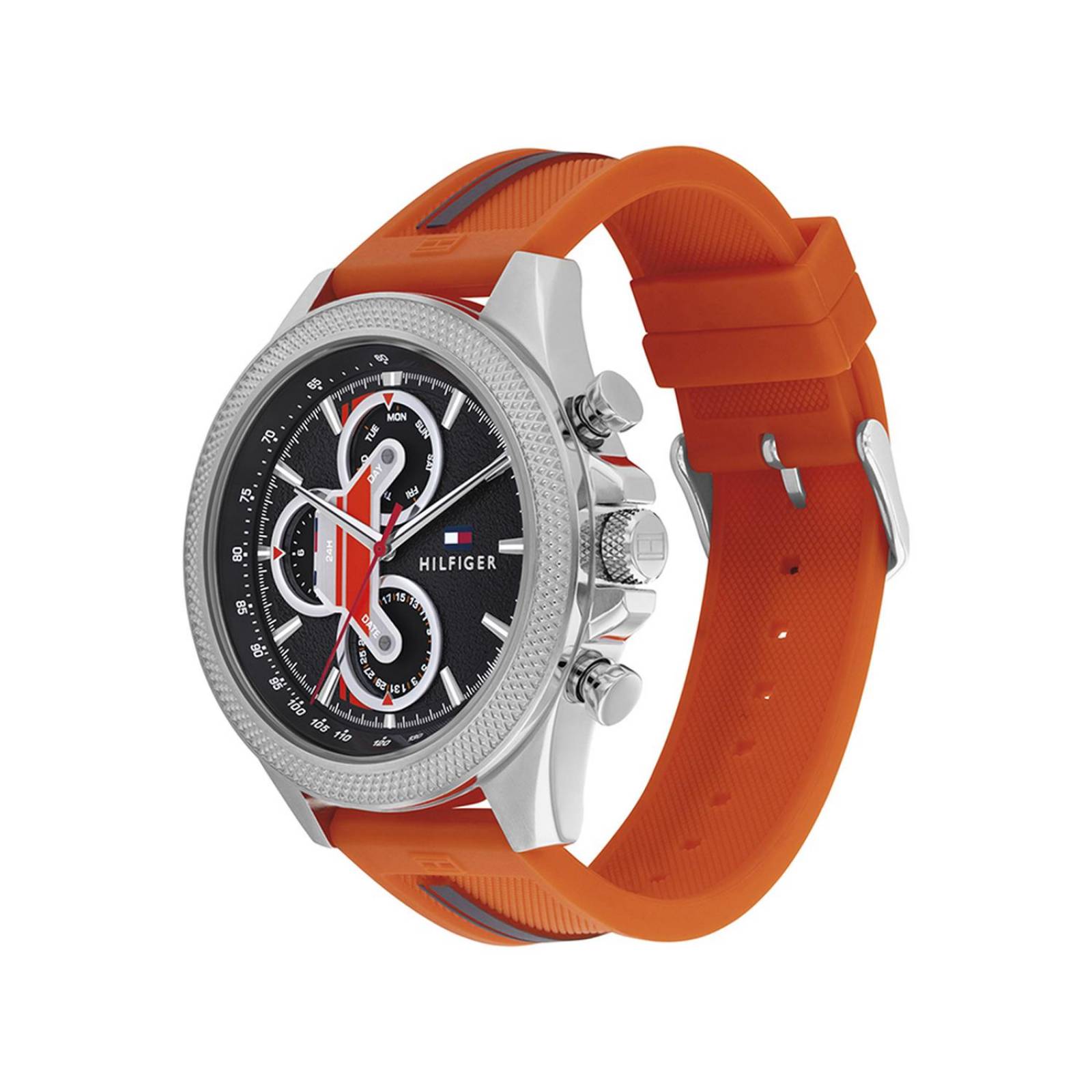 Reloj Tommy Hilfiger Clark Hombre Naranja Plateado y Gris