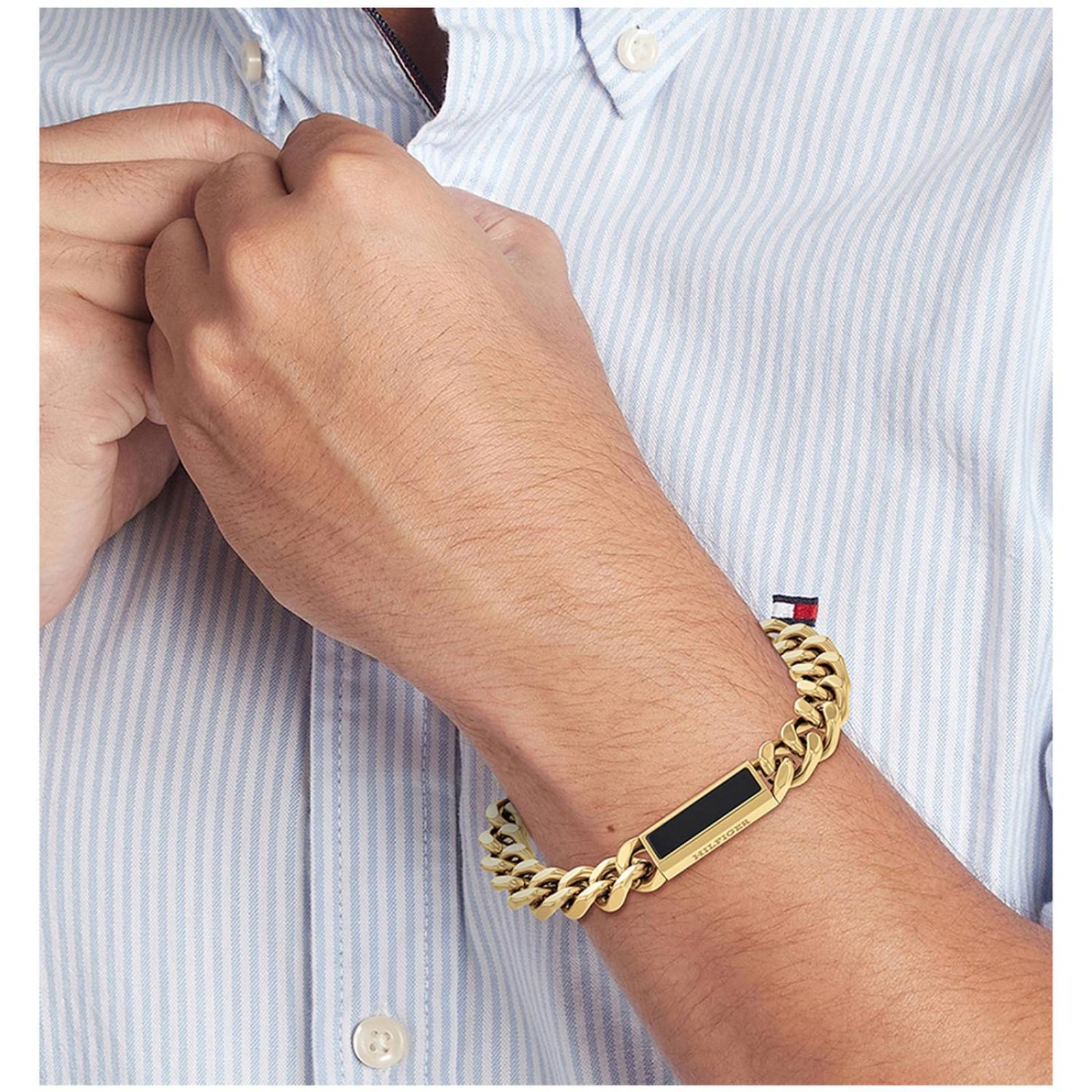 Pulsera Tommy Hilfiger Semi Precious Acero Chapa Oro Hombre 