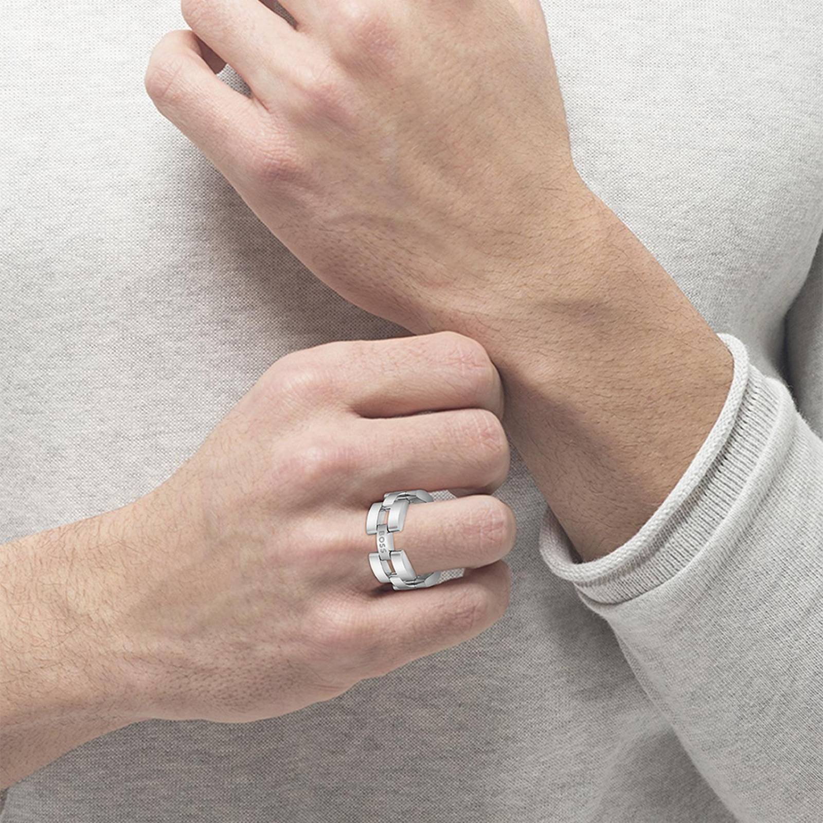 Anillo Hugo Boss Sway Plateado Acero inoxidable para Hombre 