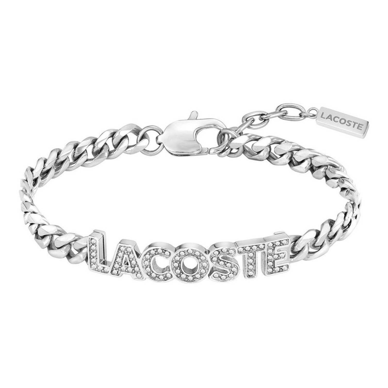 Pulsera Lacoste Script Acero Inoxidable 2040062 Para Mujer