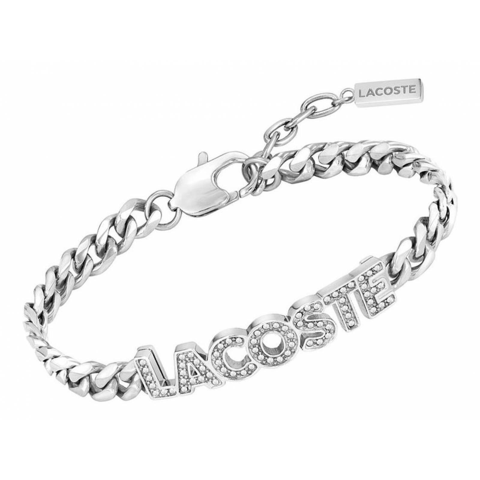 Pulsera Lacoste Script Acero Inoxidable 2040062 Para Mujer