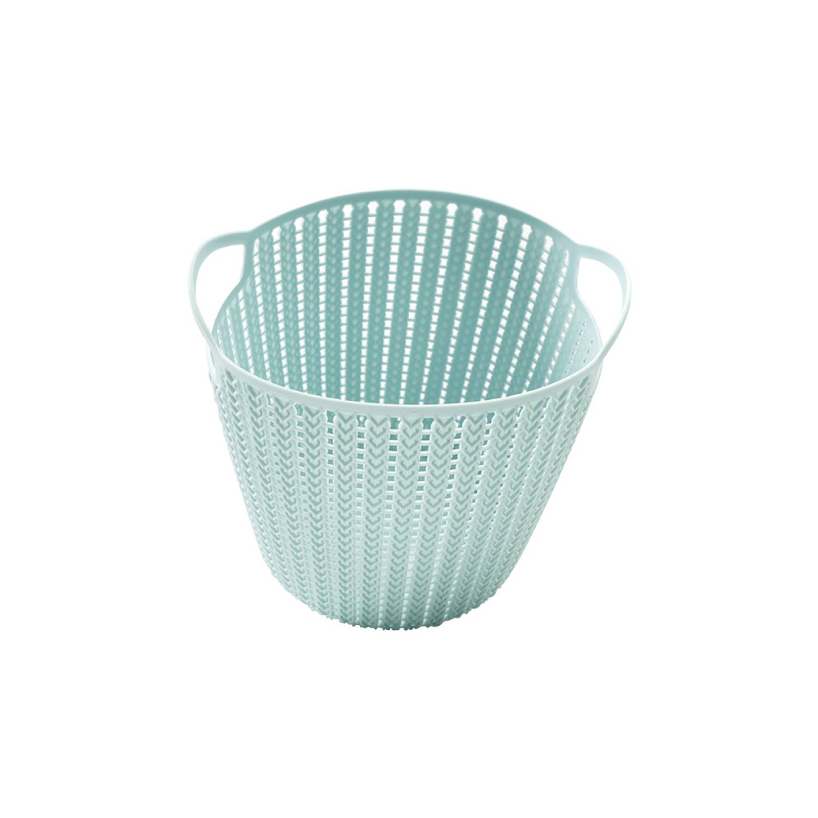 Miniso Bote De Almacenamiento Redondo Tipo Canasta  Trenzado Azul 17x16x17 cm