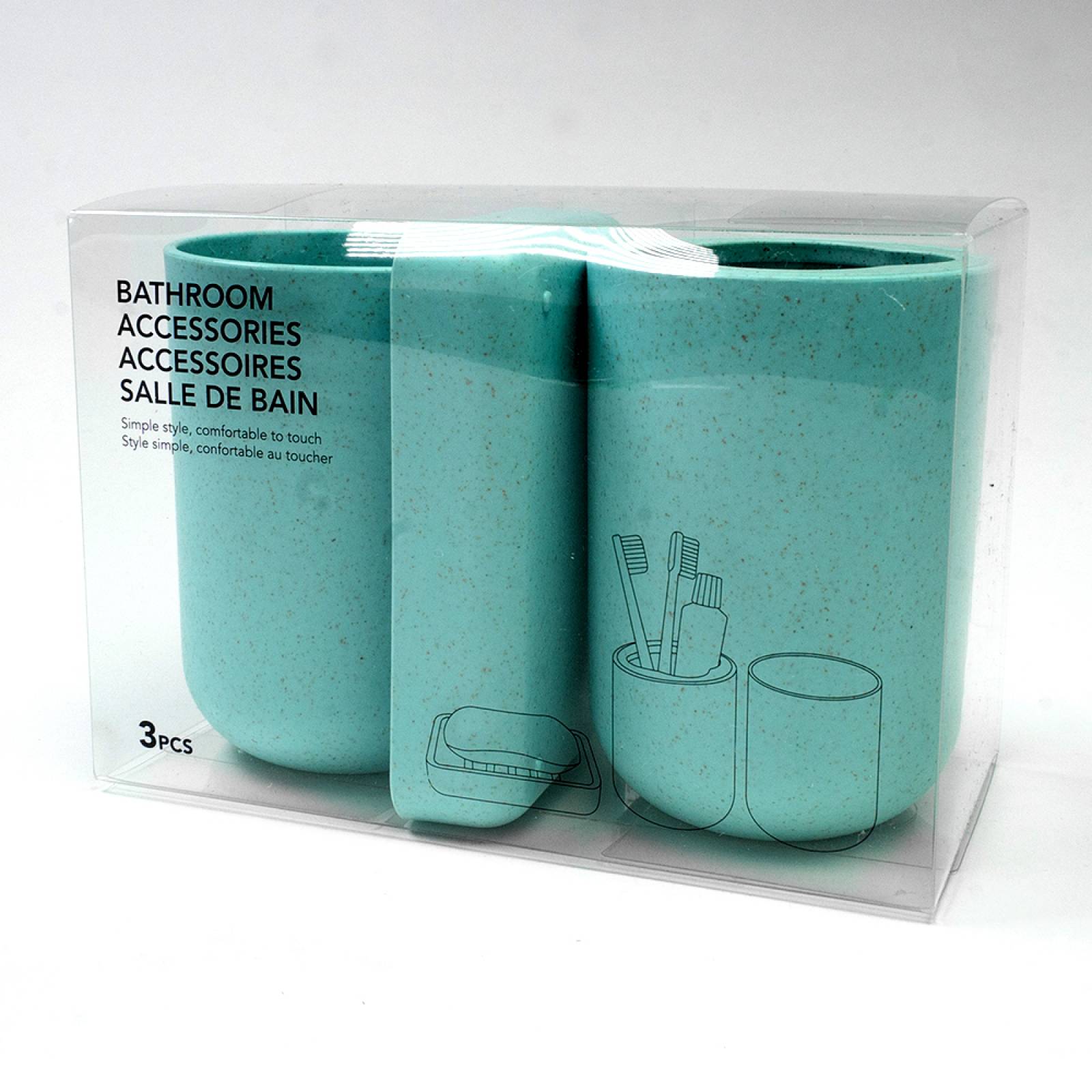 Miniso Juego De Accesorios Para Baño Porta Cepillo Dientes  Jabonera  Vaso Verde 7 5x10 8 cm  11 3x8 2x2 5 cm 3 Piezas