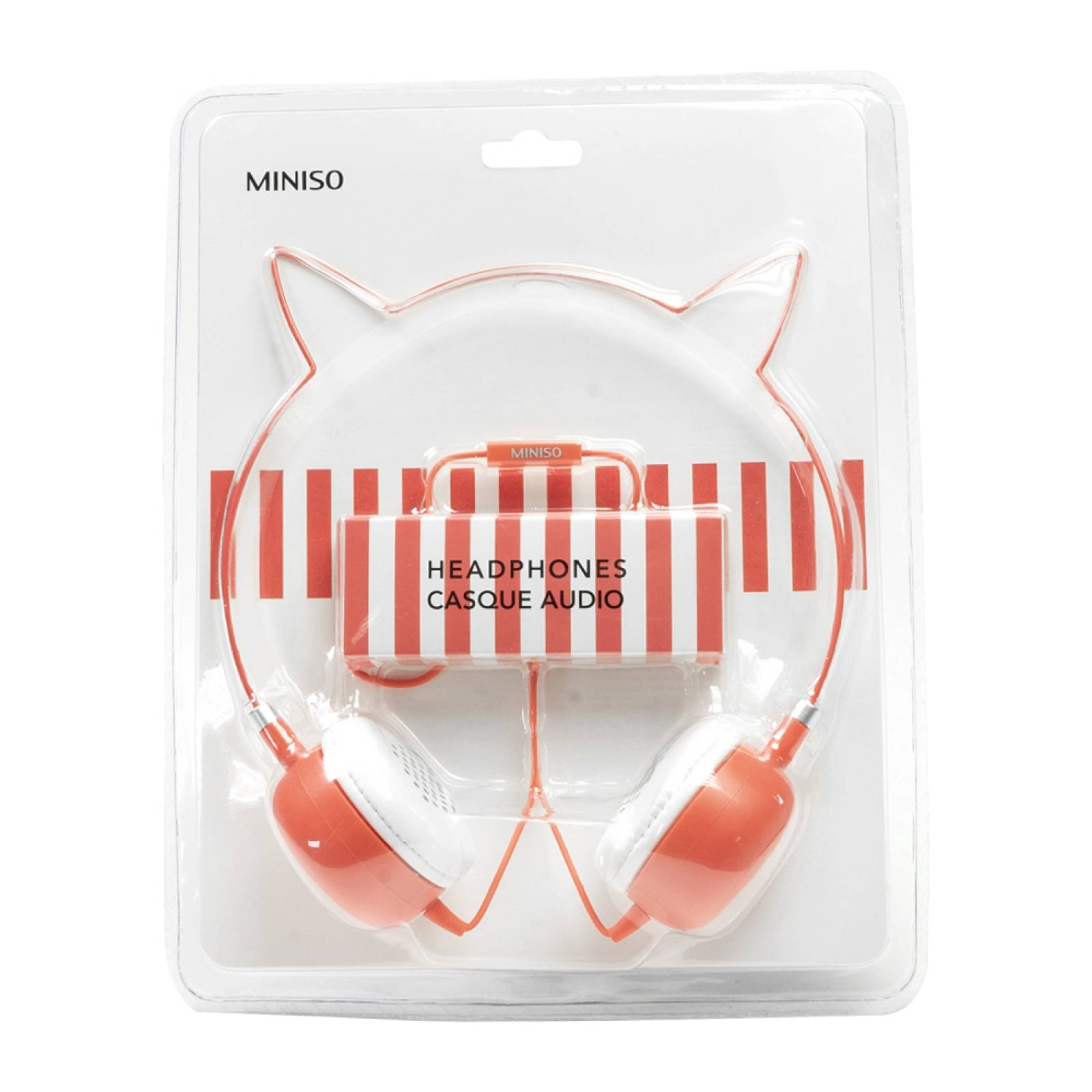 Miniso Audífonos De Diadema Con Cable Diseño Con Orejas De Gato Coral