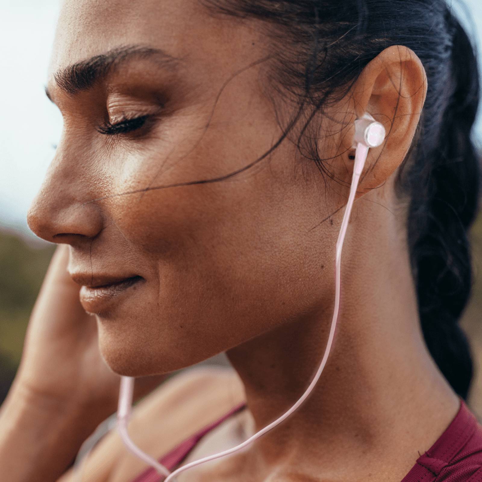 Miniso Audífonos De Cable In Ear Metálicos  Rosa
