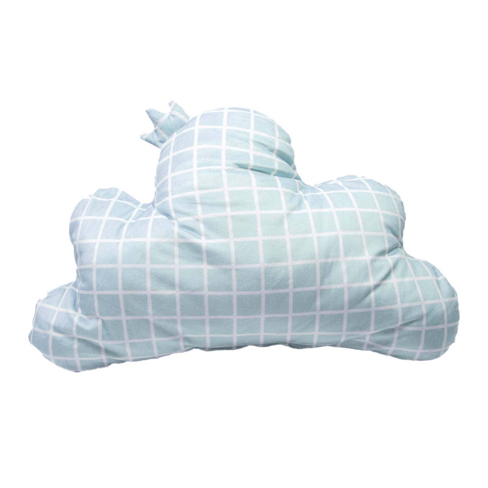 Miniso Almohada  En Forma De Nube Diseño Cuadricular Azul