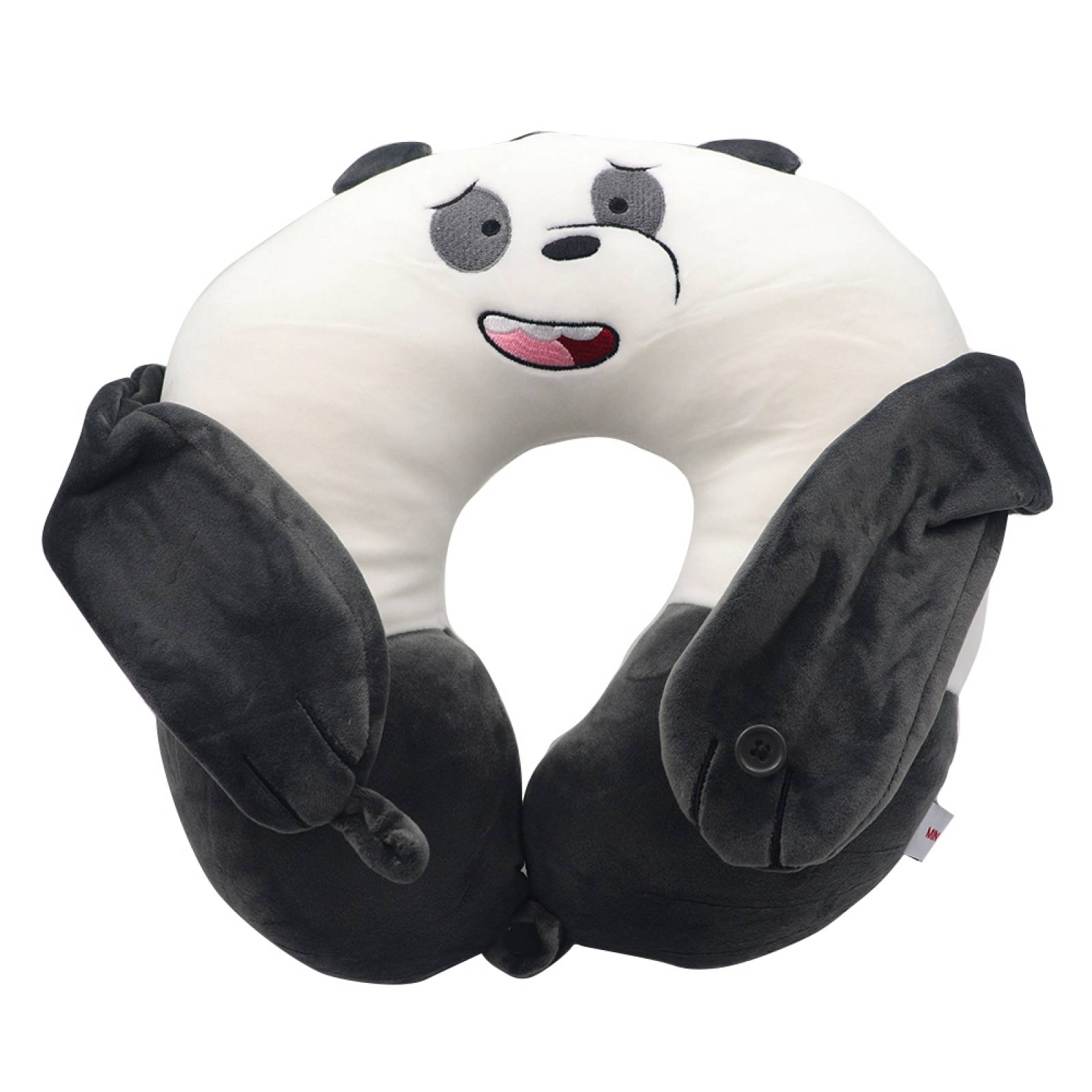 Miniso Almohada De Viaje Con Antifaz We Bare Bears Panda Blanco 31x31 cm