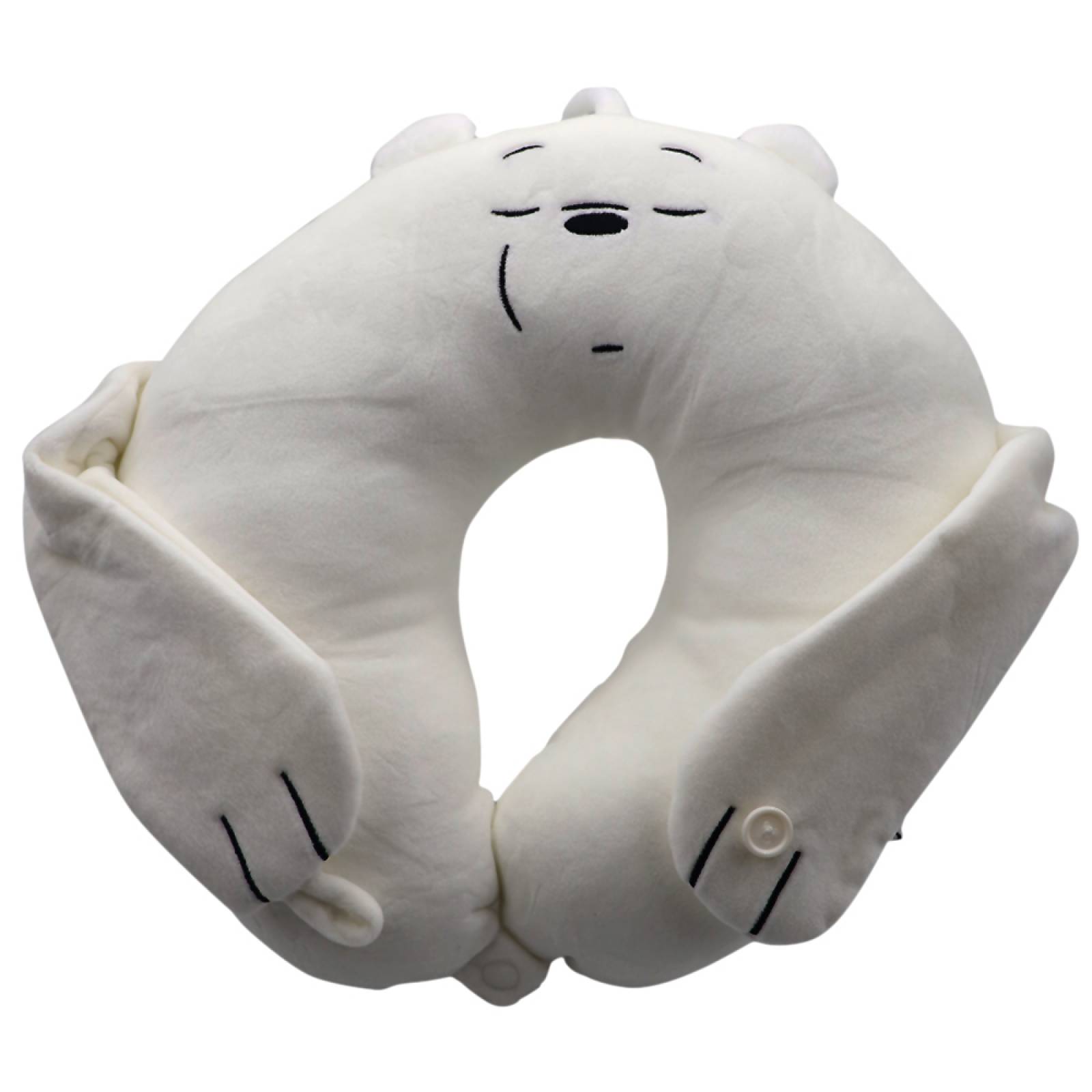 Miniso Almohada De Viaje Con Antifaz We Bare Bears Polar Felpa Blanco 31x31 cm