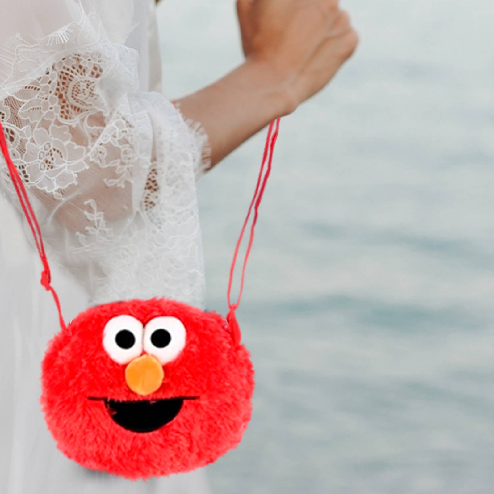 Miniso Bolsa Crossbody Sesame Street Elmo Rostro  De Peluche