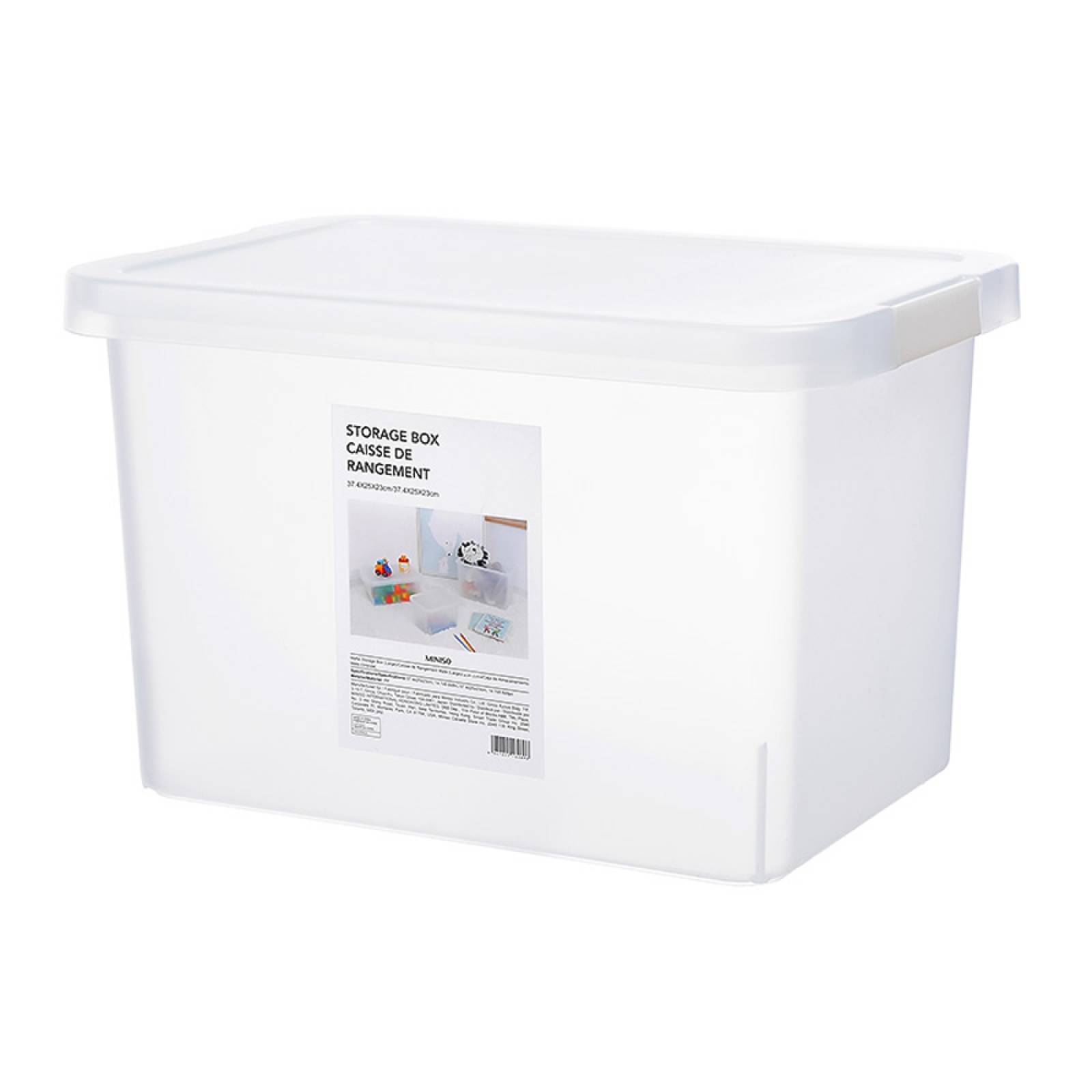 Miniso Caja De Almacenamiento Rectangular Con Tapa De Plástico Mate 37x24 cm