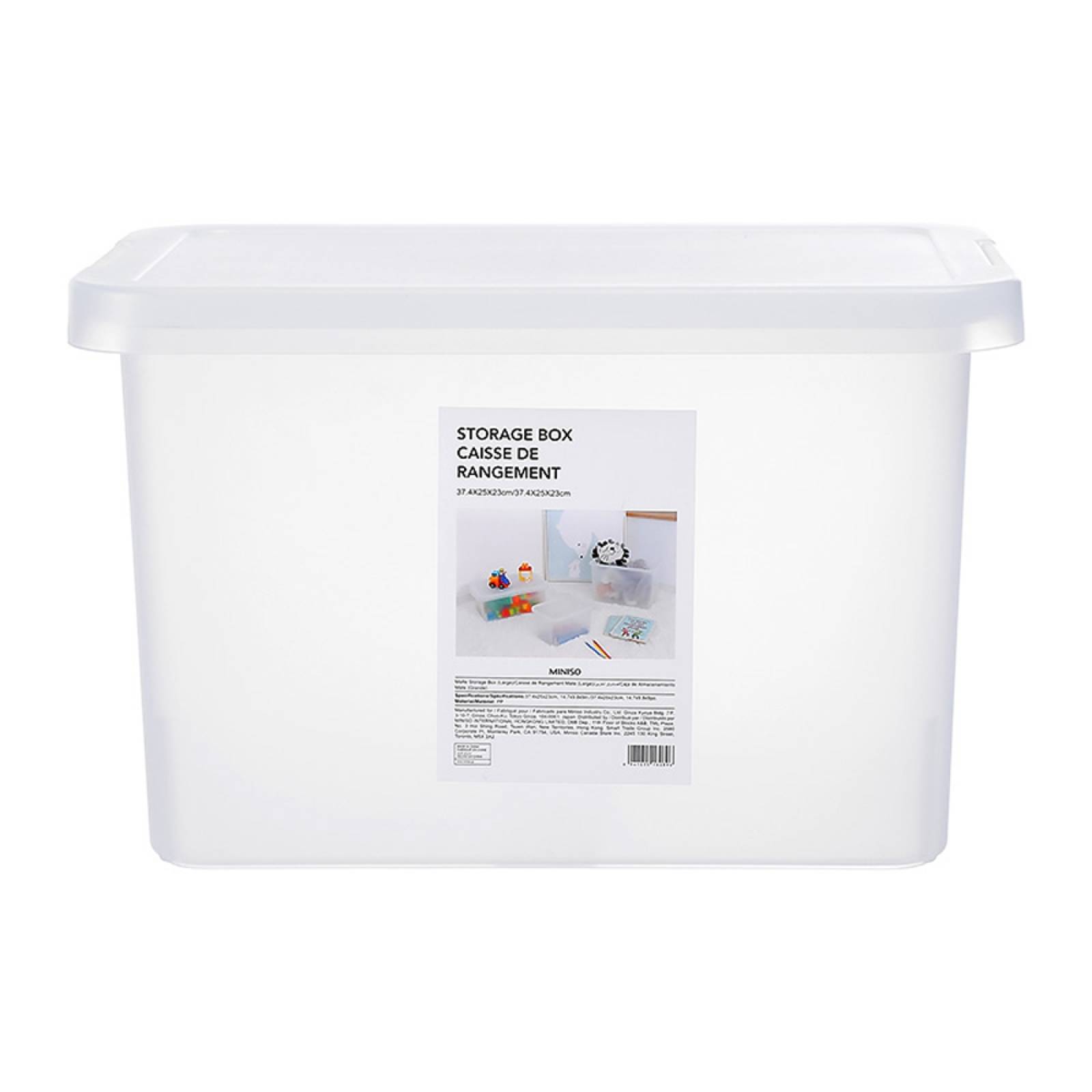 Miniso Caja De Almacenamiento Rectangular Con Tapa De Plástico Mate 37x24 cm