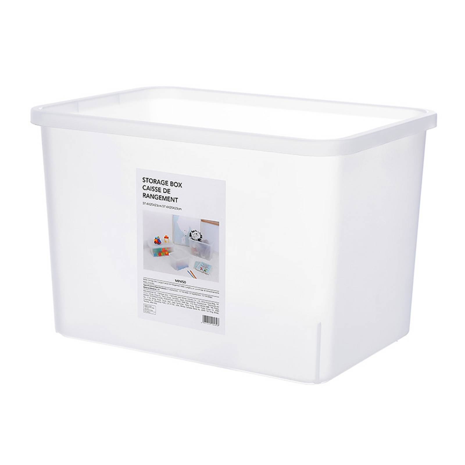 Miniso Caja De Almacenamiento Rectangular Con Tapa De Plástico Mate 37x24 cm